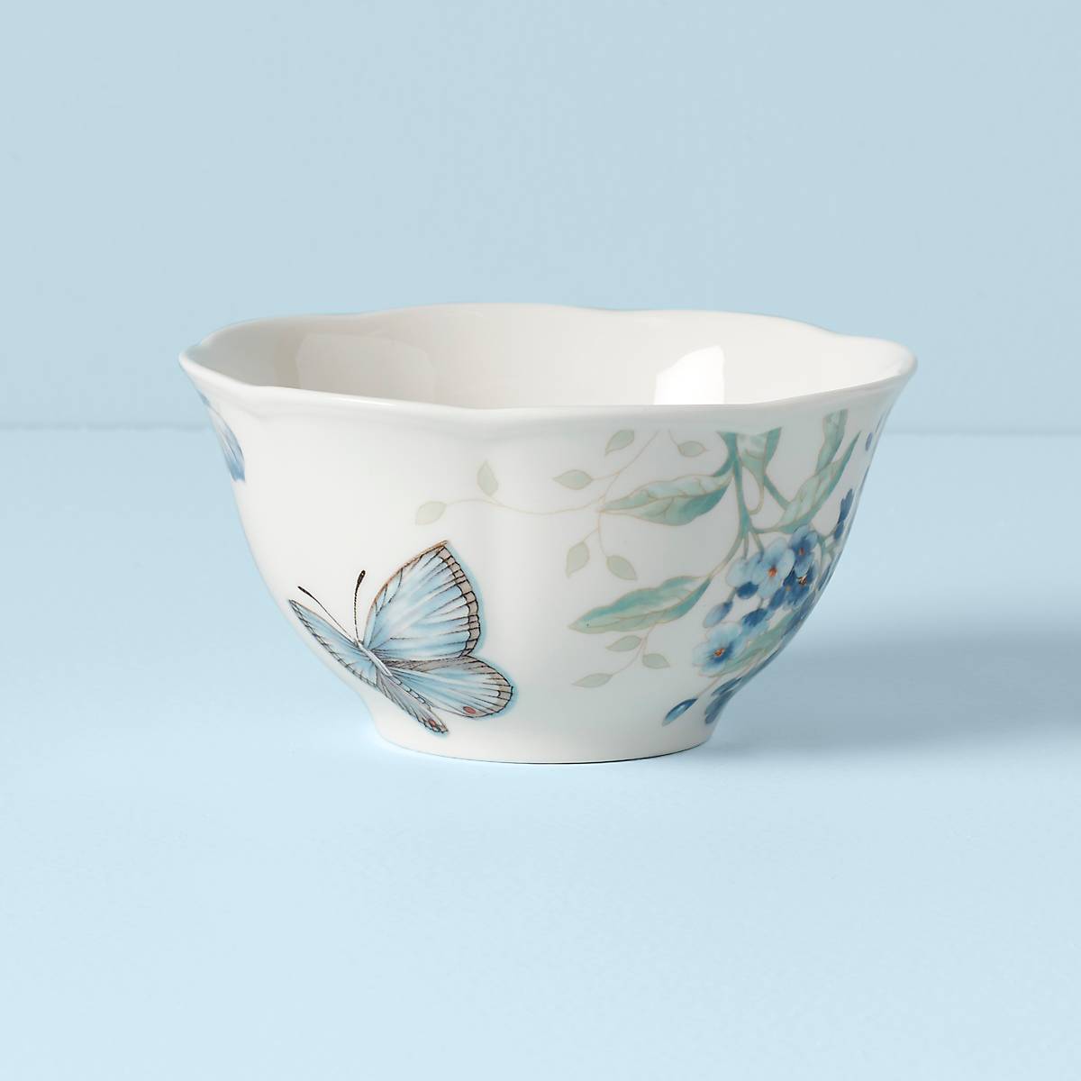 Butterfly Meadow Blue Rice Bowl - Handmade Ceramic Bowl for Asian Cuisine, Soup, Salad - Perfect for Home Dining, Gifts & Restaurant Use
