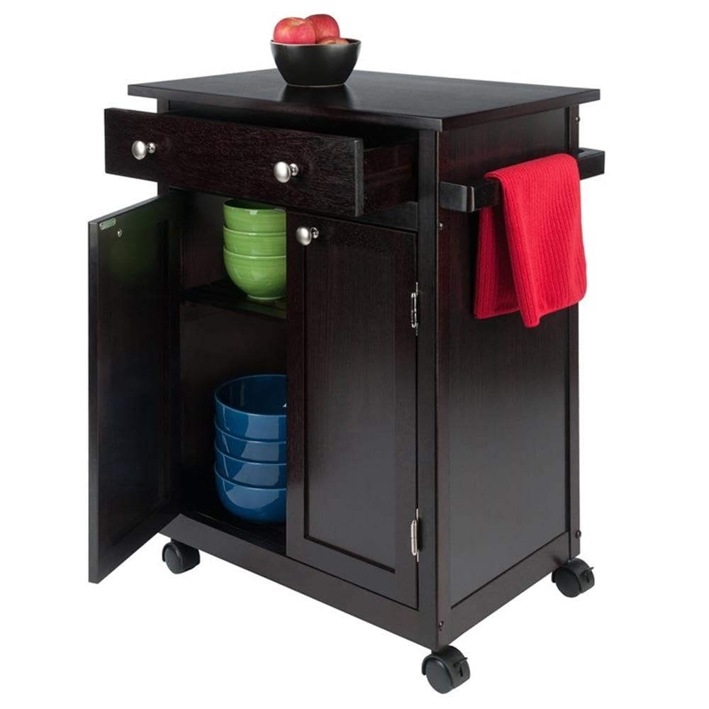 WINSOME Savannah Espresso Kitchen Island with Storage Shelf - Perfect for Small Kitchens, Dining & Breakfast Nooks