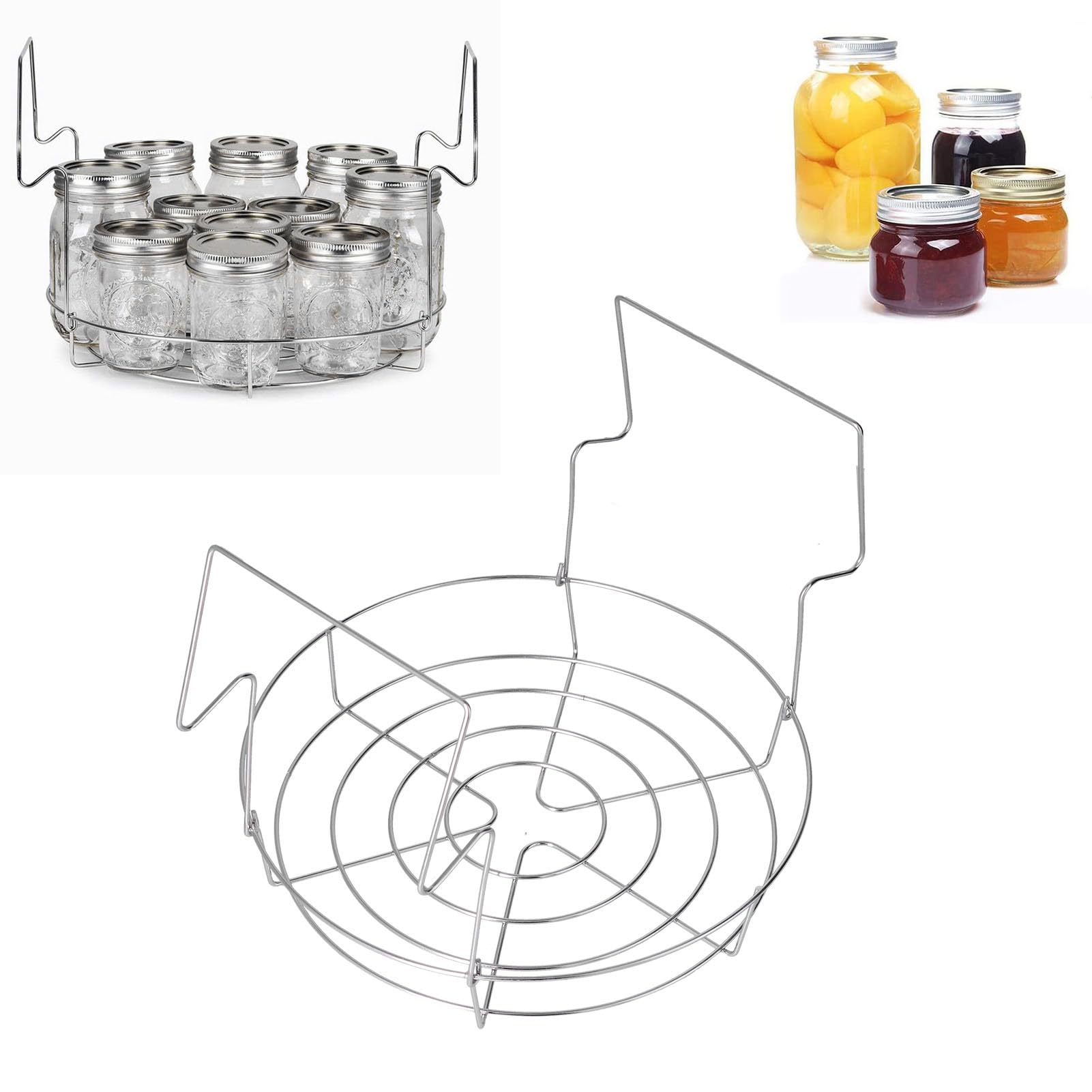 Premium Stainless Steel Canning Rack for Mason Jars - Foldable Steam Canning Jar Rack with Ergonomic Handles - Fits 8 Pint-Sized (16oz) Jars - Ideal for Home Canning, Preserving, and Kitchen Storage