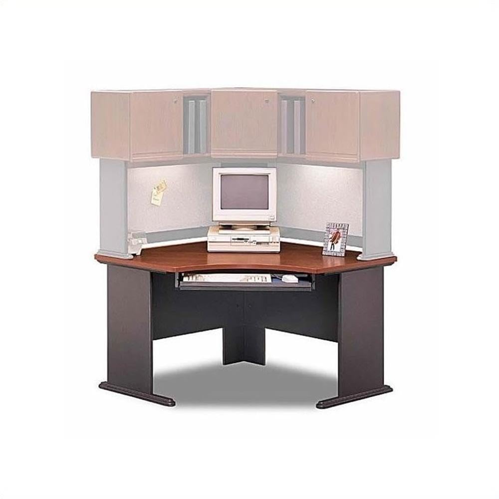 BBF Bush Business Furniture Series A Hansen Cherry Corner Desk Set - Home Office Desk with Storage & Hutch, Modern Wooden L-Shaped Workstation for Small Spaces, Perfect for Remote Work & Study