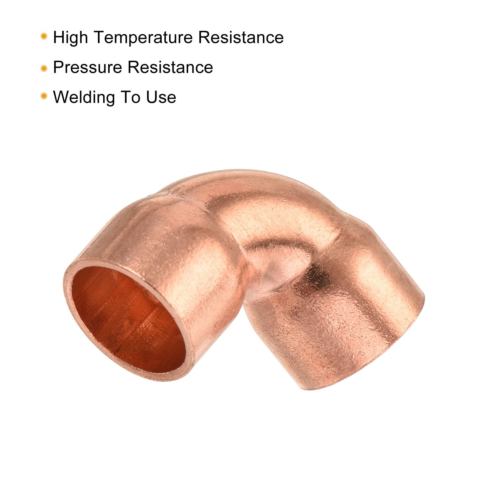 90 Degrees Elbow Copper Pipe Fitting - 1/2 Inch ID Short Turn Welding Connection for HVAC & Air Conditioning Systems - Pack of 6 - Perfect for Plumbing Repairs and DIY Projects
