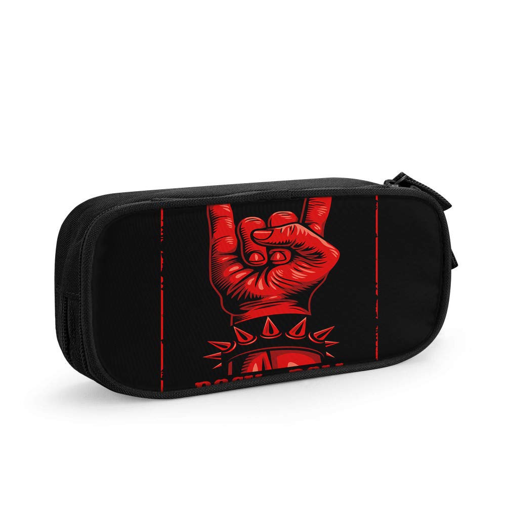 Swono Rock Pencil Case - Abstract Red Hand Rock N Roll Design Pouch for School & Office | Perfect for Middle School, High School, College Students & Professionals | Organize Pens, Pencils & Stationery | Great for Classrooms, Dorm Rooms & Workspaces