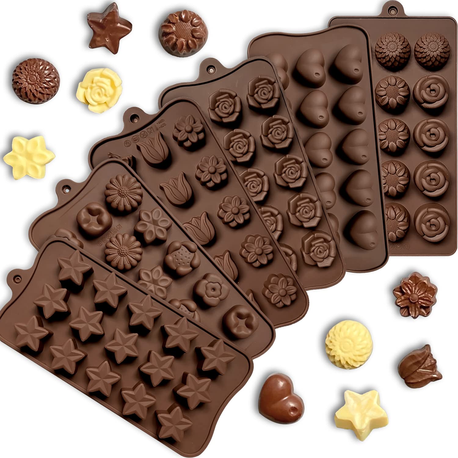 Premium Silicone Chocolate Molds for Baking - Reusable Candy, Cake & Jelly Pudding Molds - Perfect for DIY Desserts, Party Treats & Holiday Baking Gifts