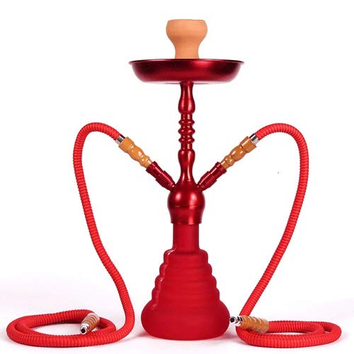 Premium MHYT 2 Hose Glass Hookah Set with Double Hose Shisha Pipe & Red Glass Base - Perfect for Parties, Lounges, and Social Gatherings