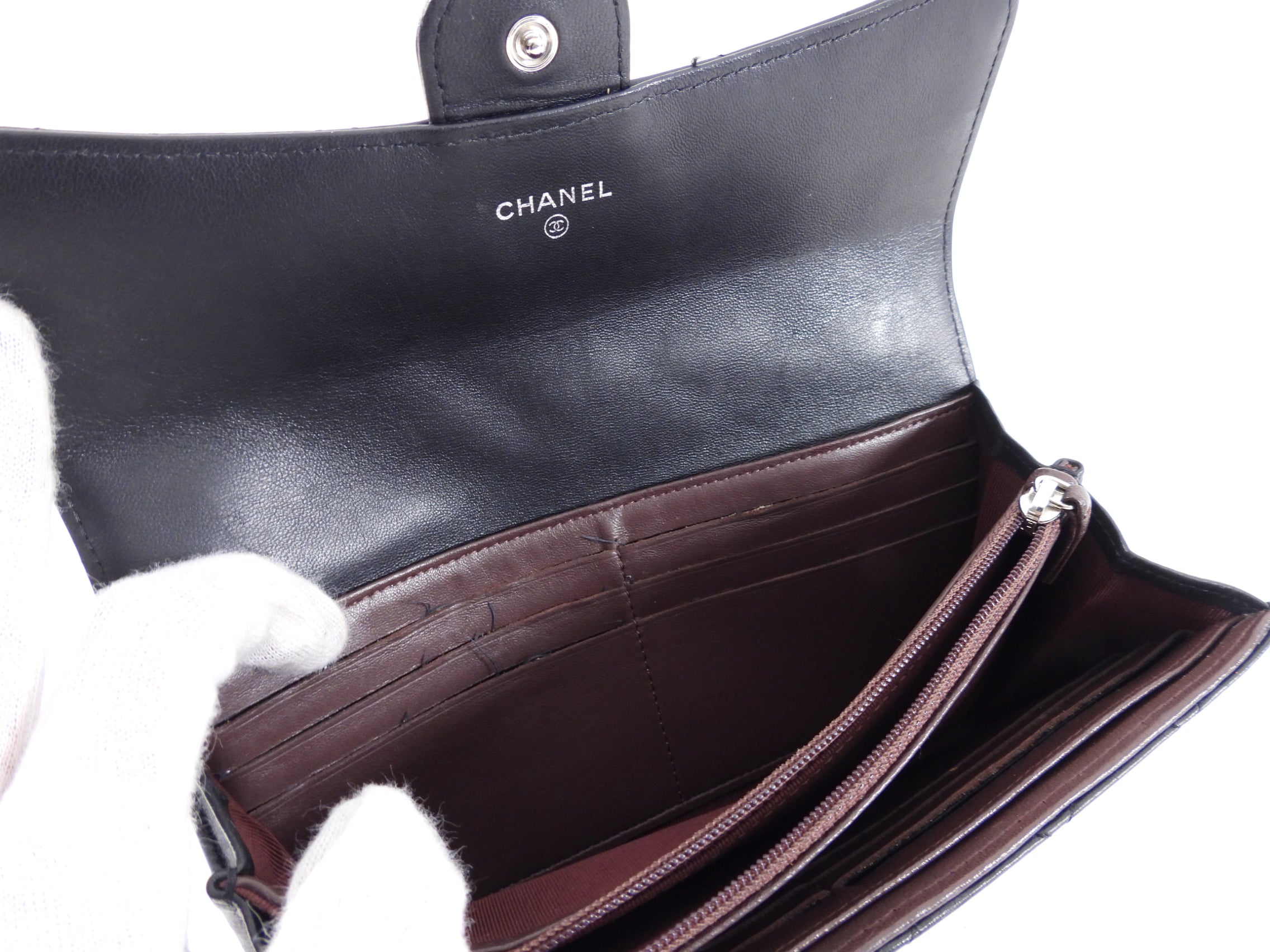 Chanel Black Lambskin Quilted Leather CC Flap Continental Wallet for Women | Luxury Designer Clutch Purse | Perfect for Evening Events, Parties & Special Occasions
