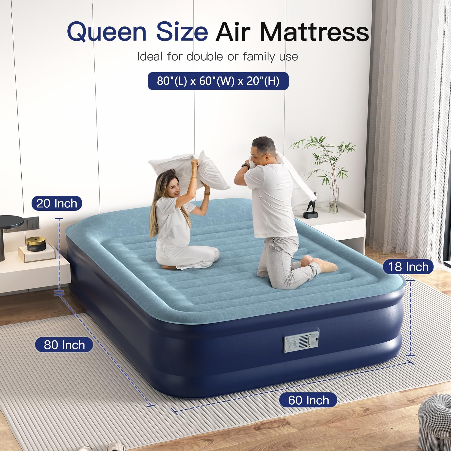 **Queen Air Mattress with Built-in Pump - 20