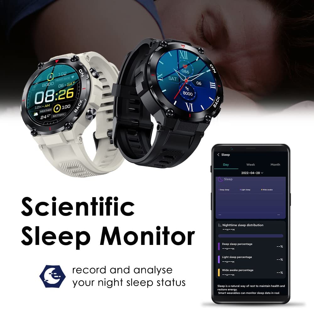 Men's GPS Smart Watch for Android & iOS - Rugged Outdoor Sports Smartwatch with 480mAh Long Battery Life, Fitness Tracker for Steps, Heart Rate, Blood Oxygen & Sleep Monitoring - Perfect for Hiking, Running & Daily Activity Tracking