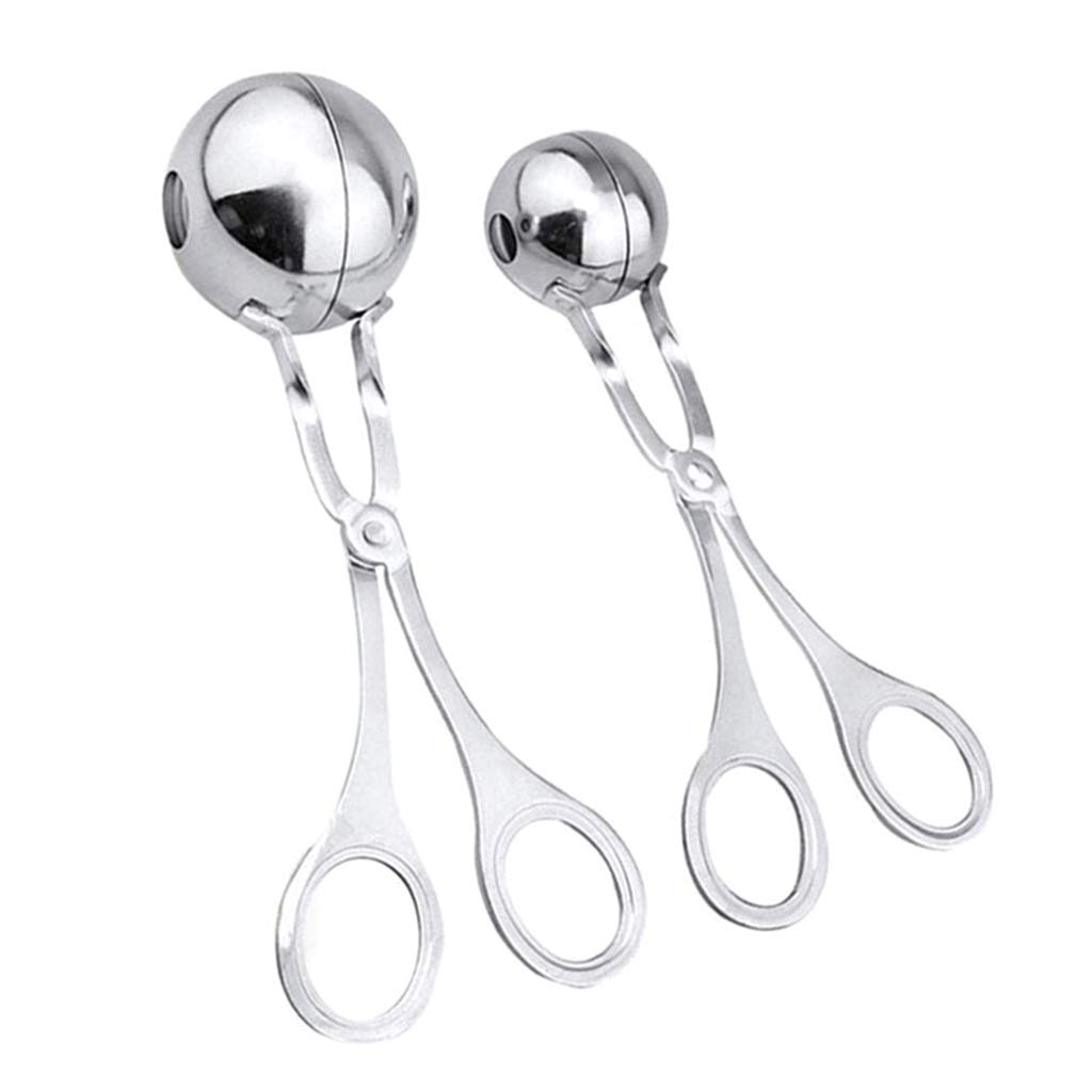2PCS Stainless Steel Meat Ballers - Non-Stick Meatball Maker, Cake Pop & Cookie Dough Scoop Tool for Kitchen, Ice Cream, Bath Bombs | Perfect for Homemade Meatballs, Baking, DIY Bath Products & Party Food Prep