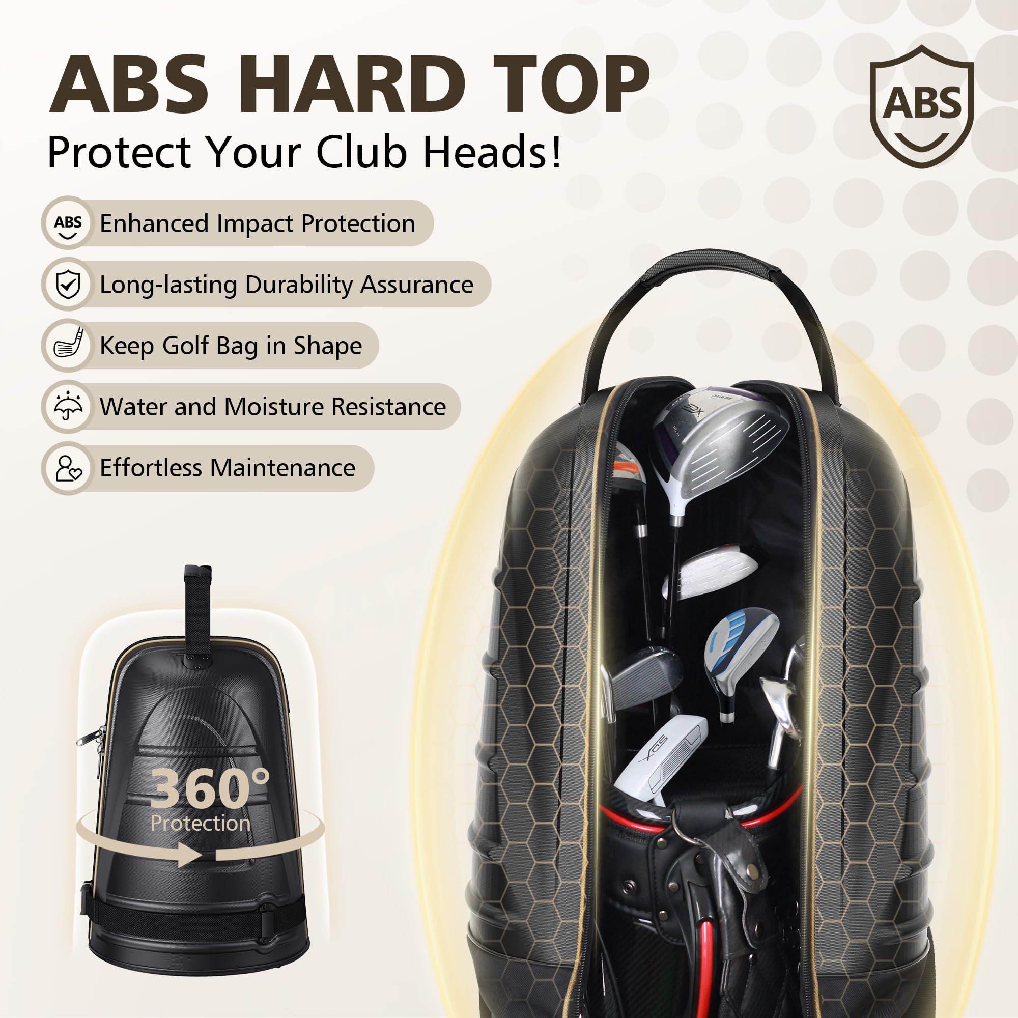 Best Golf Travel Bags for Airlines with Wheels - 1680D Heavy Duty Oxford Hard Case Protects Golf Clubs | Lightweight & Easy Maneuver | Perfect for Air Travel & Golf Tournaments