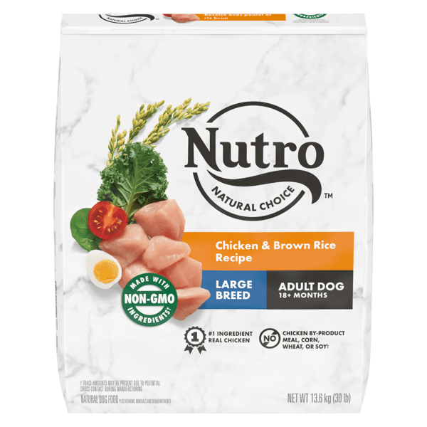 Nutro Natural Choice Large Breed Adult Dry Dog Food with Chicken & Brown Rice - High Protein, Grain-Inclusive Kibble for Big Dogs - Perfect for Active & Growing Large Breeds