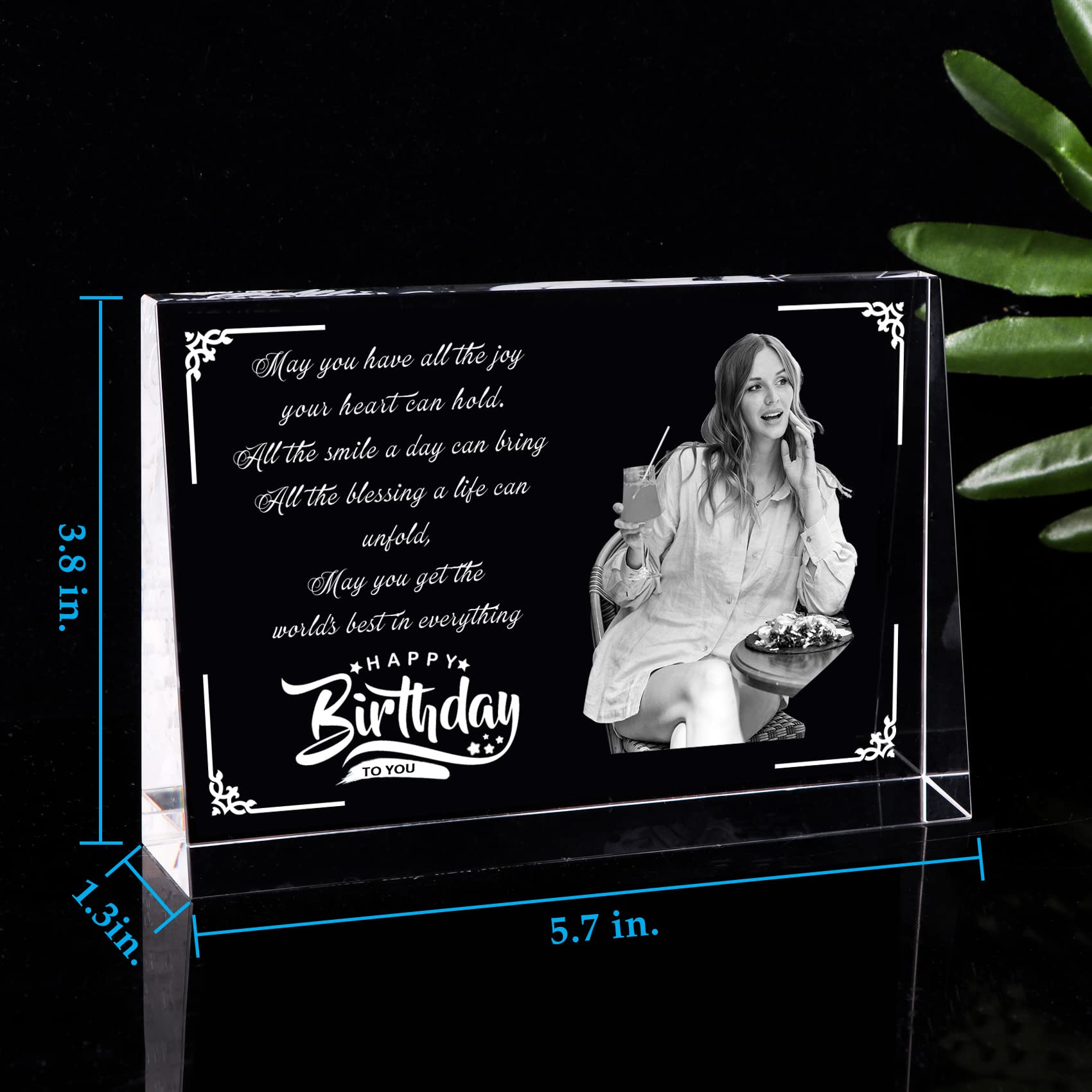 Personalized Crystal Photo Keepsake & Paperweight - Custom Laser Etched Birthday Gift for Women, Best Friend, Sister, Mom or Wife | Unique Friendship Present for Anniversary, Wedding, Mother's Day | Office Desk Decor & Sentimental Home Decoration