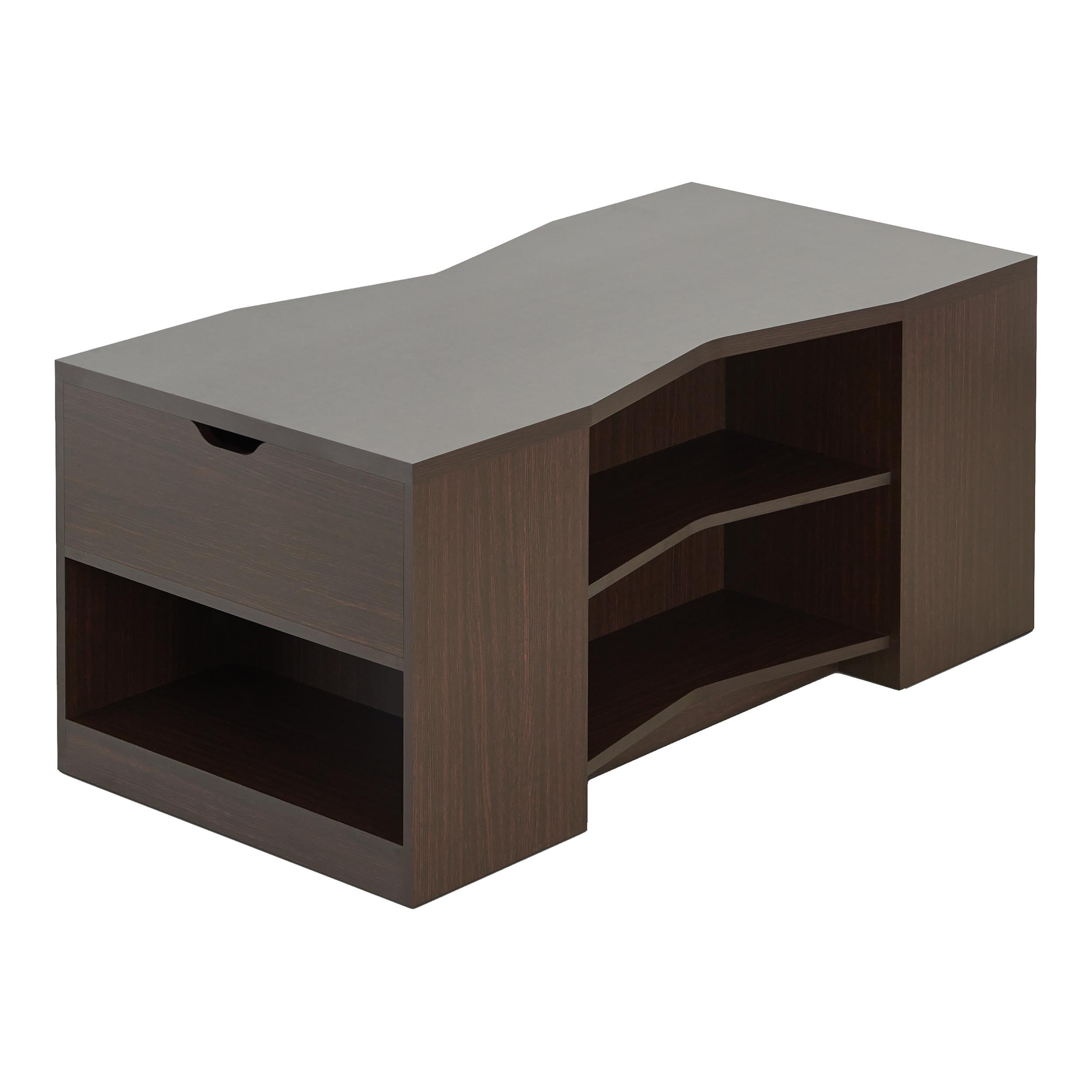 Sima Modern Walnut Wood Storage Coffee Table by Furniture of America - Perfect for Living Room, Office & Small Spaces