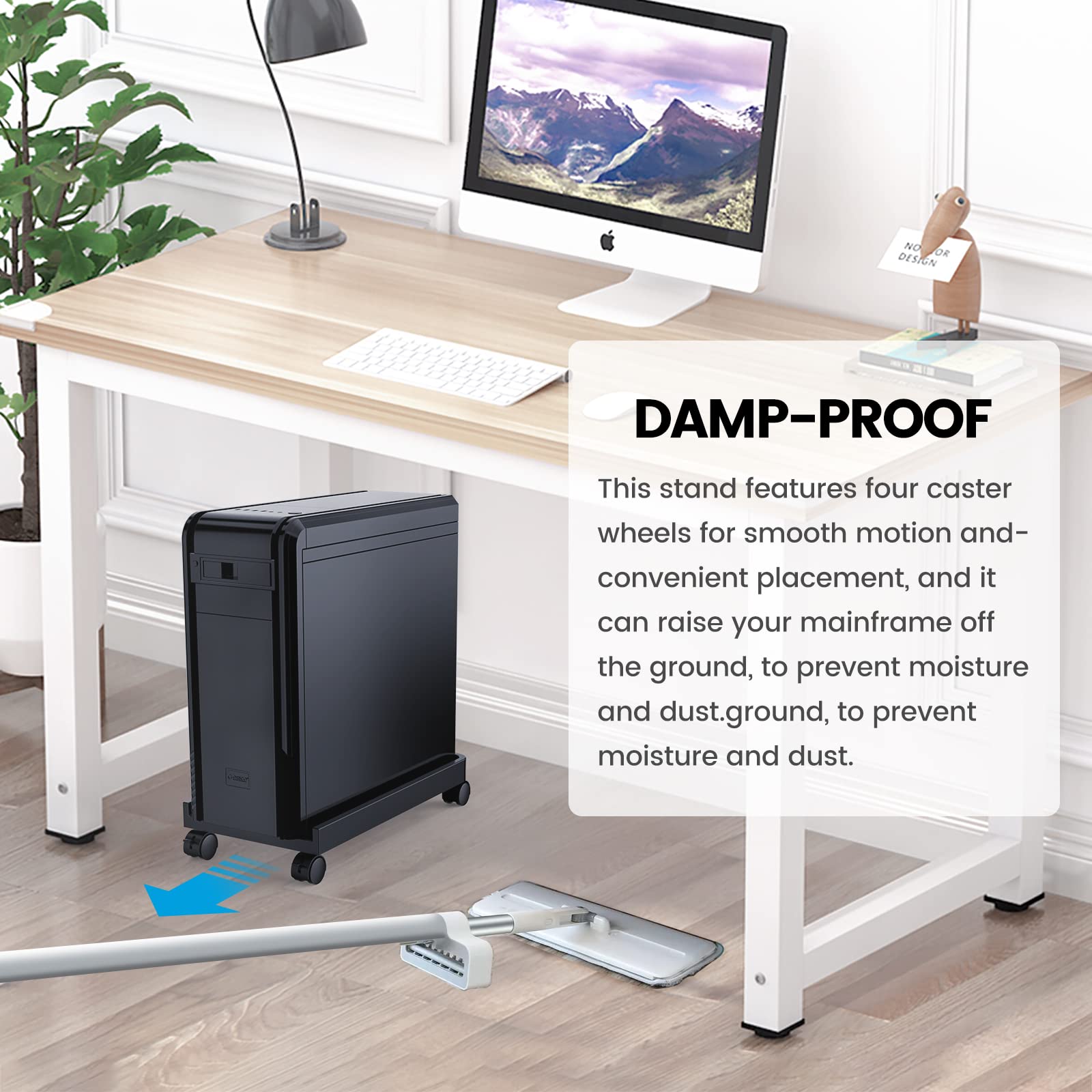 ORICO Mobile CPU Holder with 4 Caster Wheels - Universal Computer Tower Stand for Gaming PC, ATX Case & Desktop - Heavy Duty PC Cart for Carpet & Hard Floors - Perfect for Home Office & Gaming Setup
