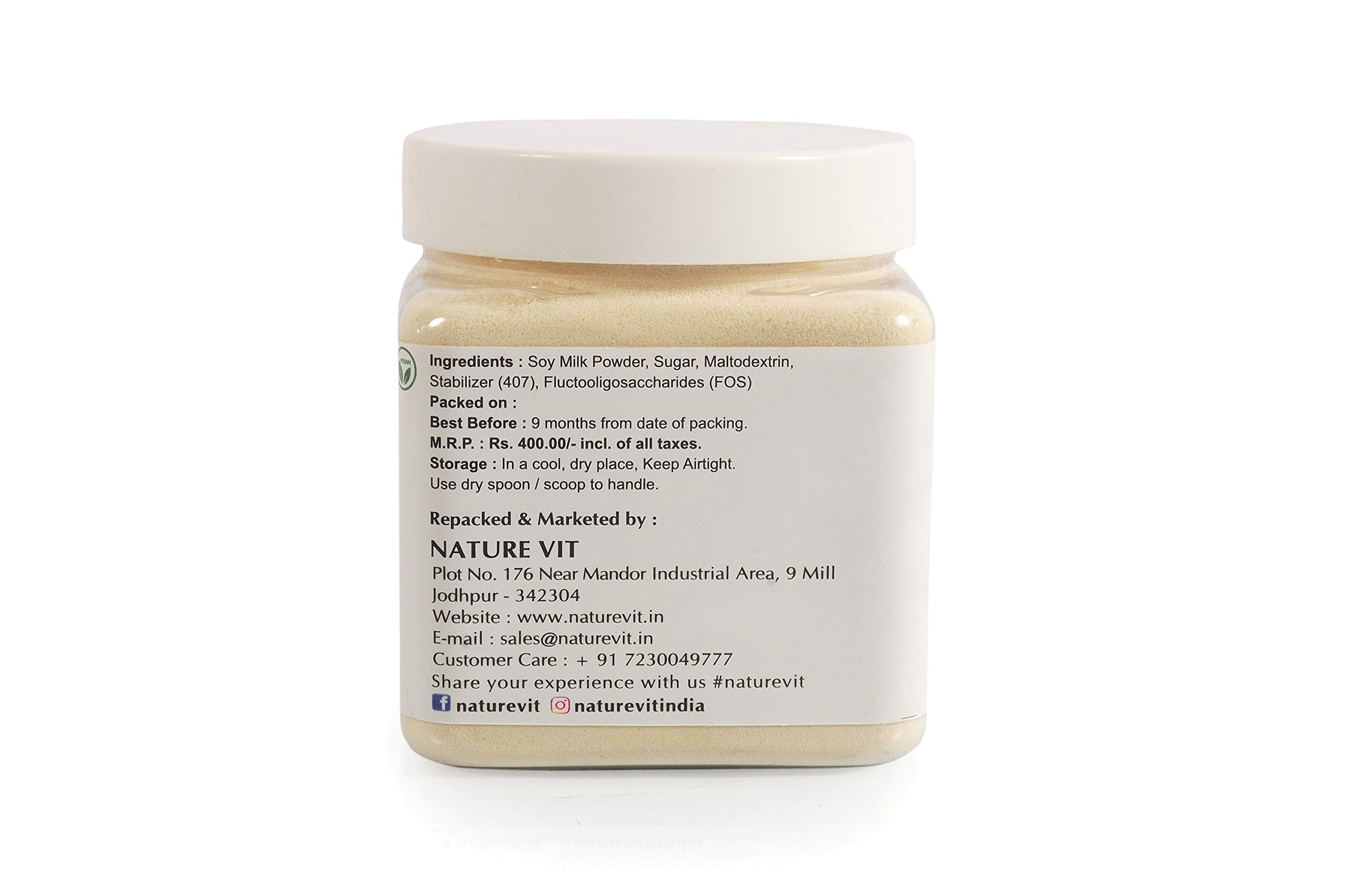 NatureVit Vanilla Flavored Soy Milk Powder - Vegan, Non-GMO, 25% Protein (10.58 oz) - Perfect for Smoothies, Baking & Dairy-Free Lattes