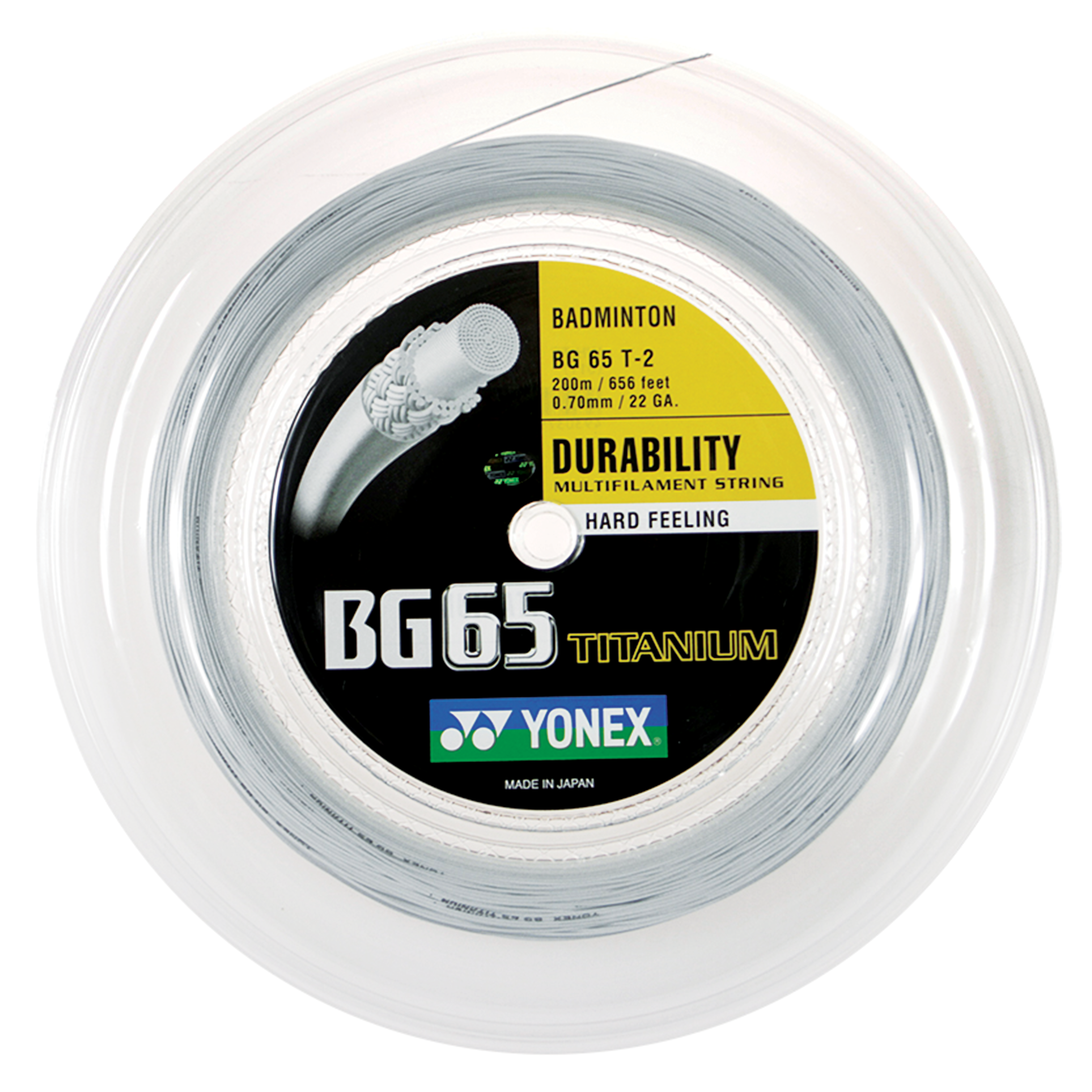 Yonex BG 65 Titanium Badminton String 200M Reel - High Performance Badminton Racket String for Professional Players - Perfect for Tournaments & Training Sessions