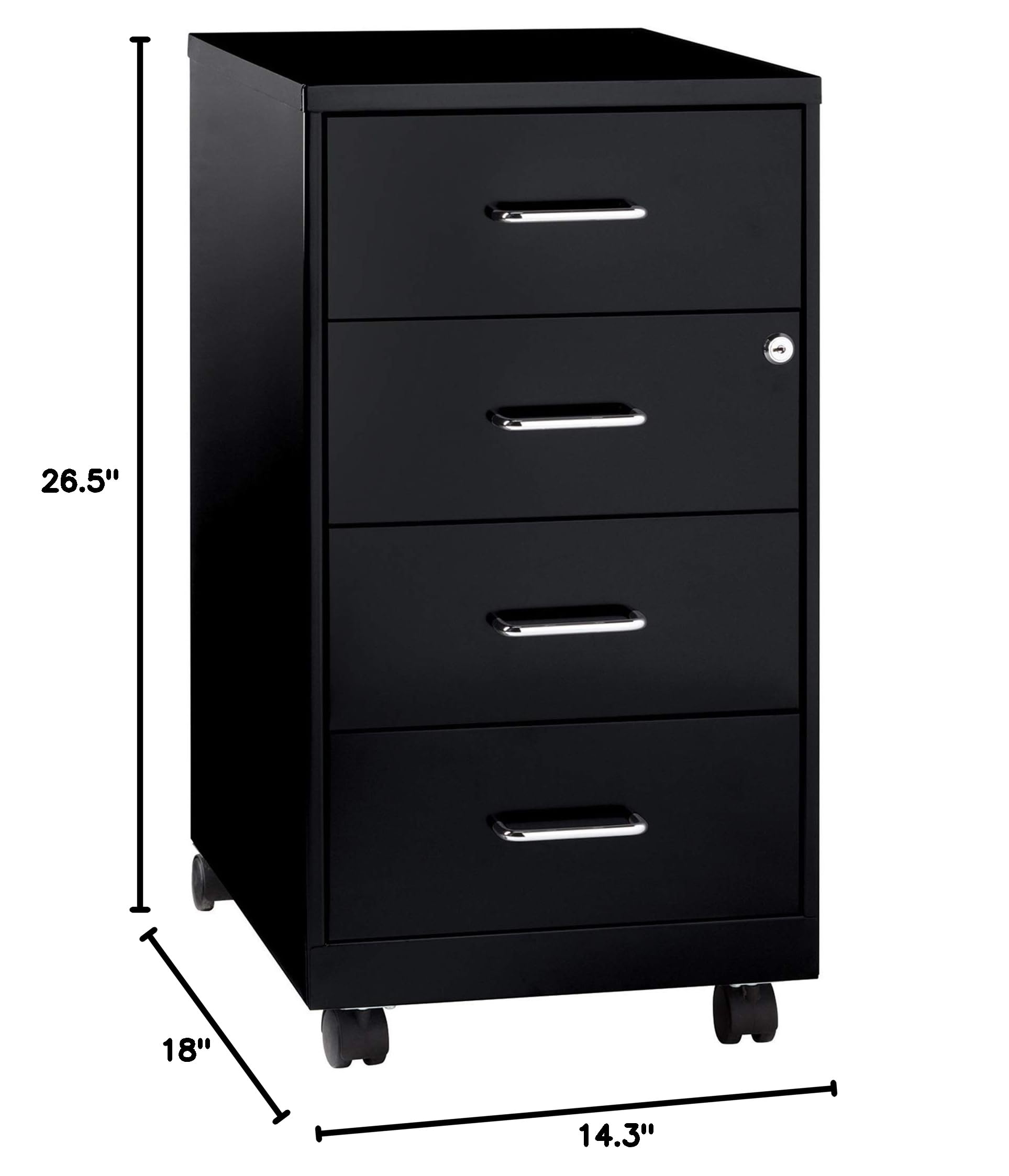 LYS 26.5-Inch Mobile Storage Cabinet with 4 Drawers - Rolling File Organizer for Office, Classroom, or Home Organization