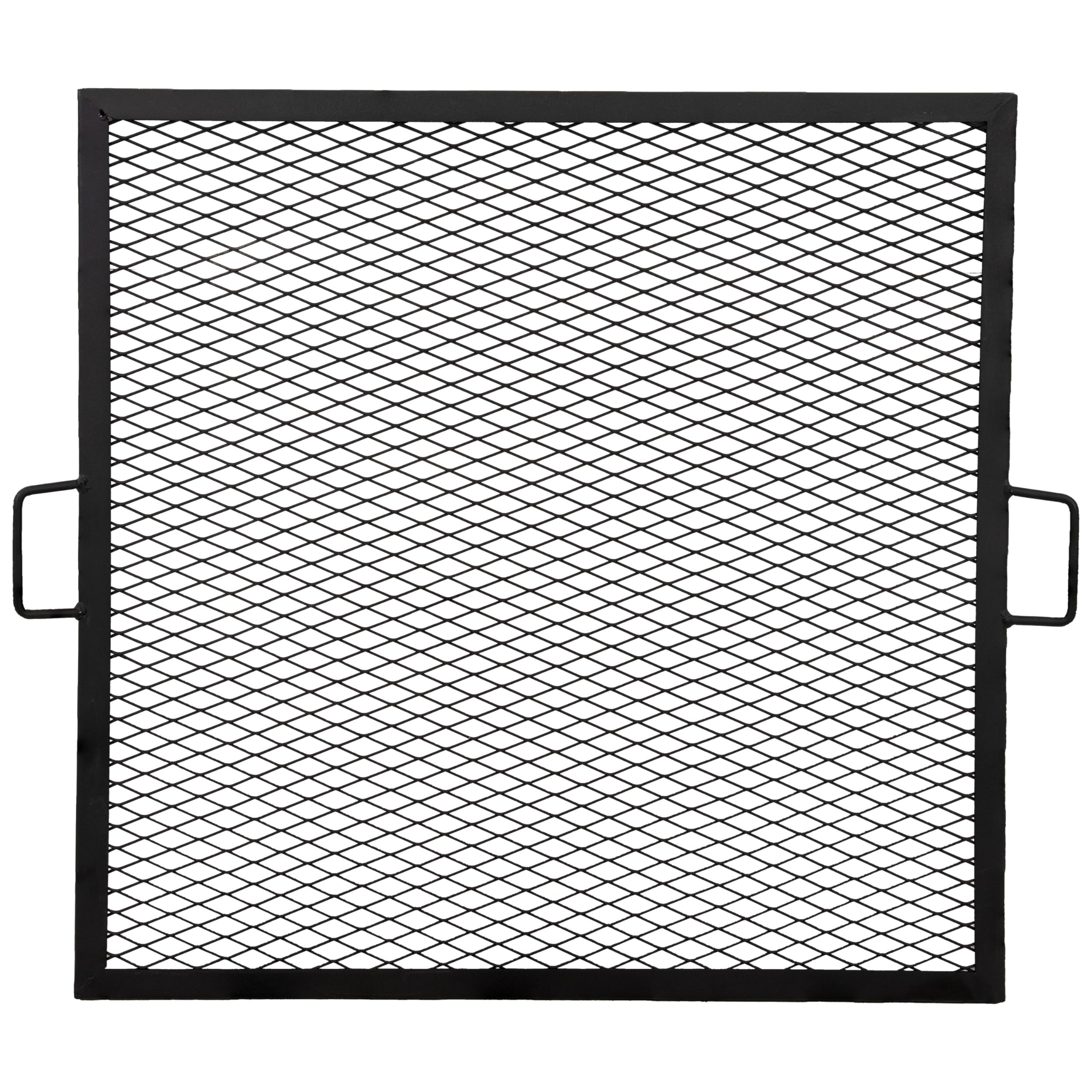 Sunnydaze X-Marks 24-Inch Square Black Steel Fire Pit Cooking Grate with Handles - Heavy Duty BBQ Grill for Camping, Backyard, Patio & Outdoor Cooking