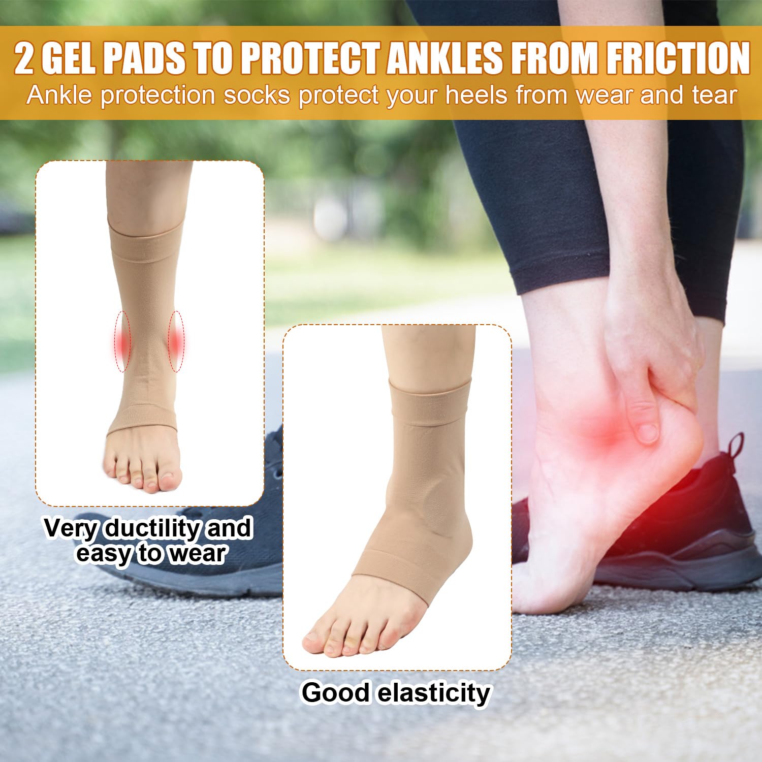 Premium Ice Skating Socks - Padded Ankle Support Sleeves with Breathable Sweat-Wicking Fabric for Figure Skates, Hockey Skates & Boots (Beige) - Ideal for Training, Competitions & Injury Prevention