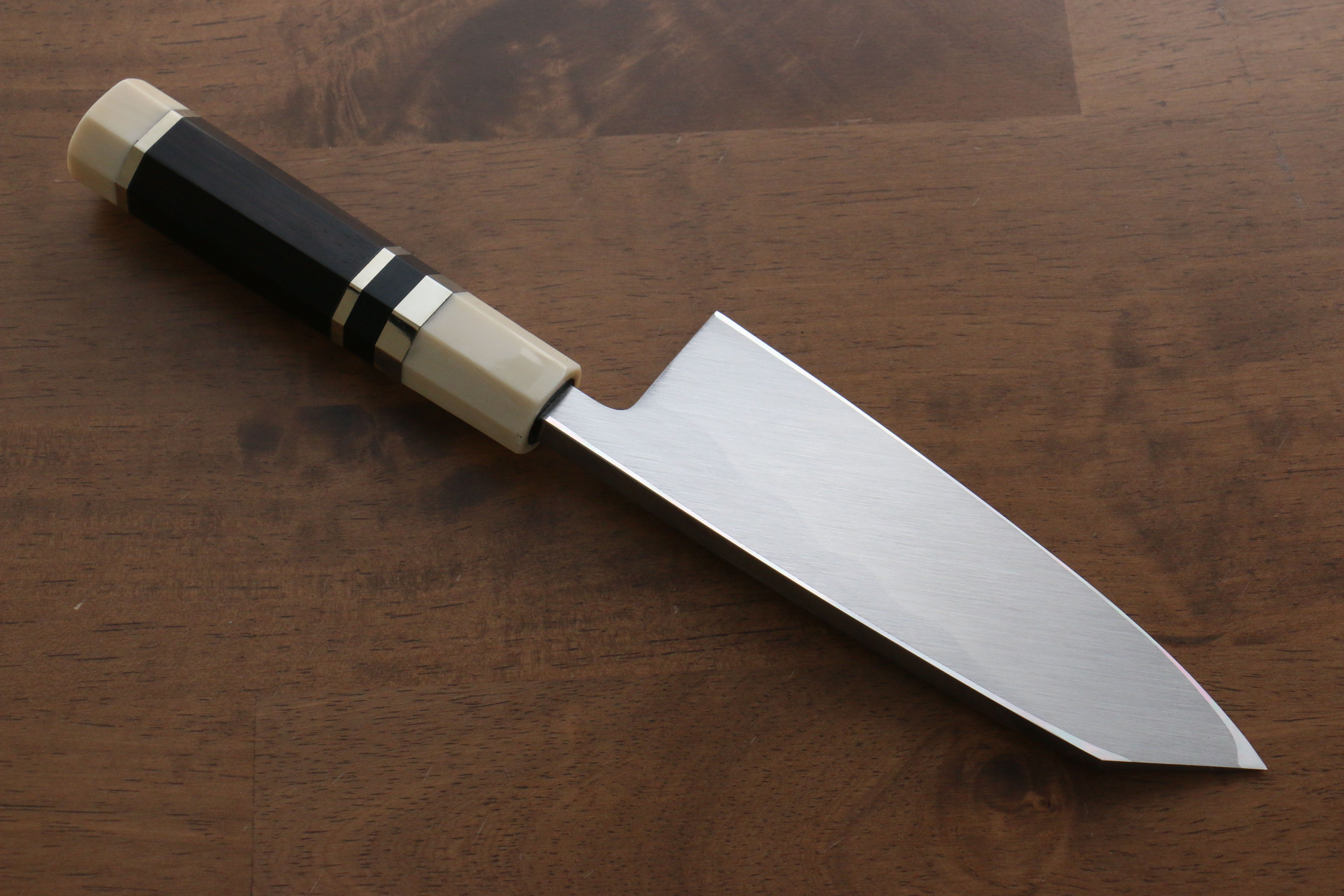 Premium Jikko Shiko Blue Steel Kiritsuke Deba Knife 150mm - Ebony Wood Handle with Double Ring - Perfect for Sushi, Fish Filleting & Japanese Cuisine