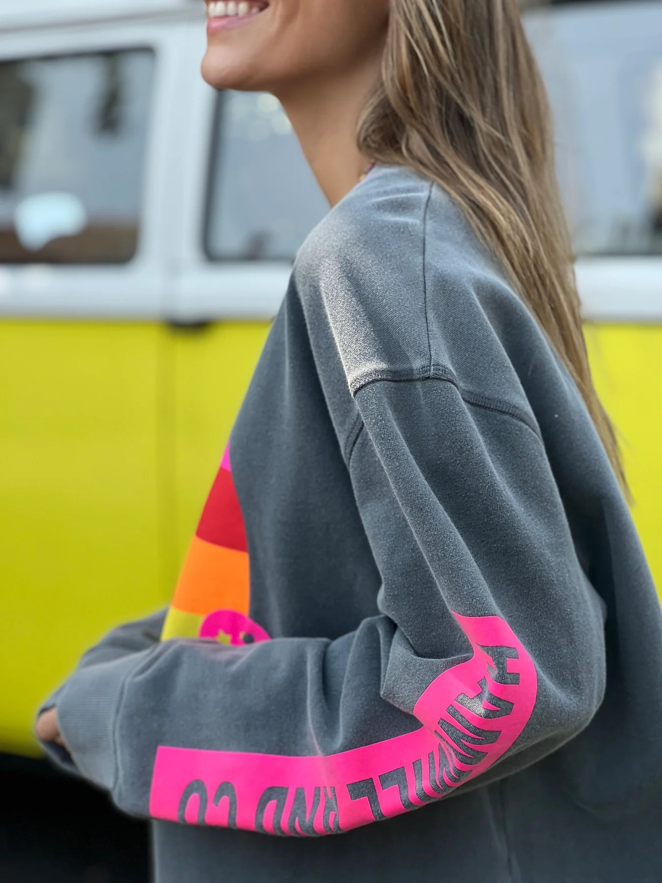 Vintage Heart Print Sweatshirt for Women - Soft & Cozy Charcoal Grey Pullover for Casual Wear, Date Nights & Layering