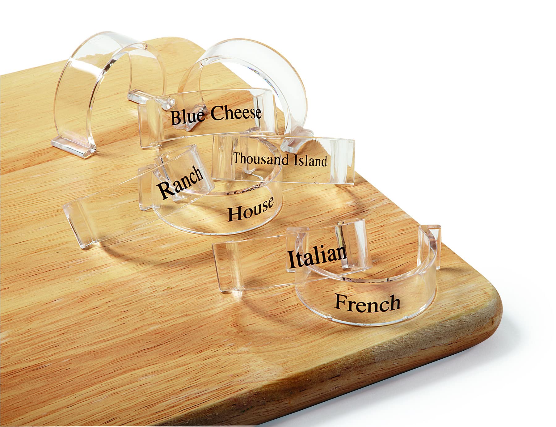 G.E.T. CLIPS-8-CL Set of 8 Clear Salad Dressing Bottle Clips - Break Resistant & Dishwasher Safe Polycarbonate - Perfect for Restaurants, Kitchens & Meal Prep (Pack of 8)