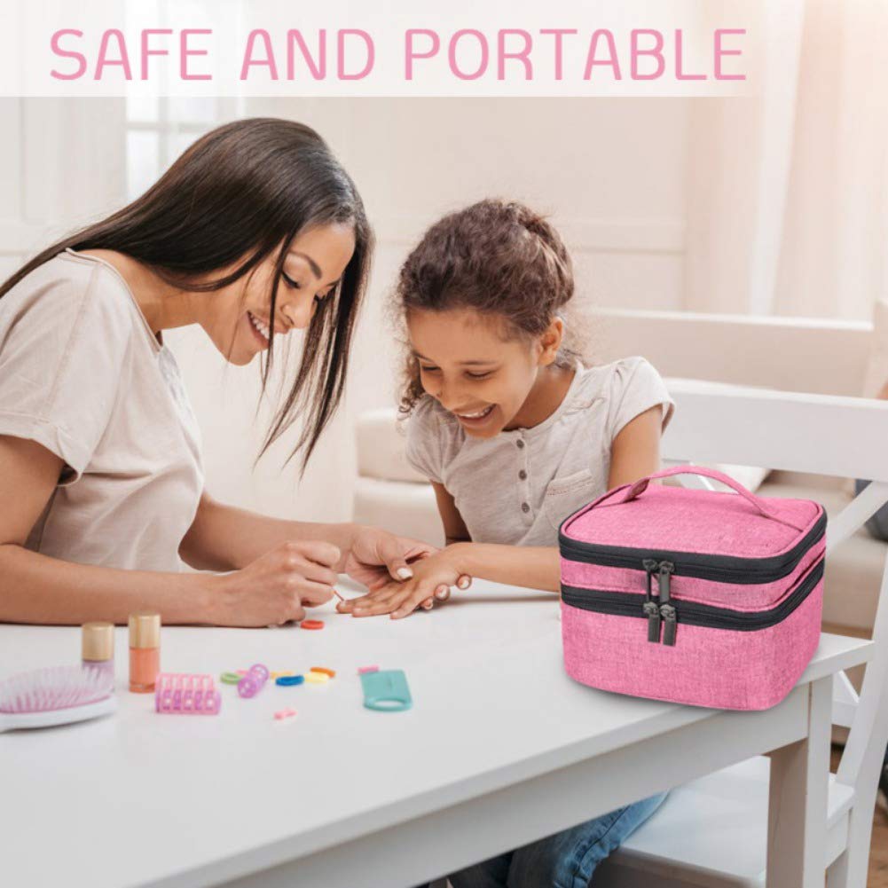 Ochine Nail Polish Organizer Case - Holds 30 Bottles (0.5 Fl.Oz) Double Layer Portable Manicure Storage | Travel-Friendly Nail Polish Carrying Bag for Salon Professionals & DIY Enthusiasts (Ships from USA) | Perfect for Travel, Home Salon Organization & On-The-Go Nail Artists