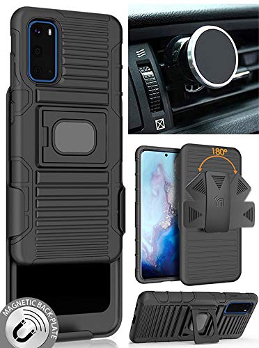 **Samsung Galaxy S20 Case with Ring Grip, Belt Clip & Magnetic Car Mount – Rugged Protective Cover with Stand for Daily Use, Work & Travel**