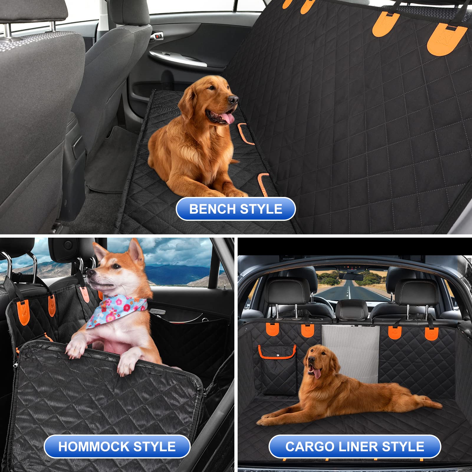 Premium 600D Waterproof Dog Car Seat Cover - Scratchproof & Nonslip Pet Backseat Protector for Cars, SUVs, Trucks (54