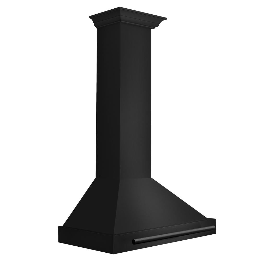 ZLINE 30 Inch Convertible Wall Mount Range Hood - Black Stainless Steel with Matte Finish & Ergonomic Handle (Model BSKB4X 30) | Powerful Kitchen Ventilation for Gas Stoves & Cooking Areas