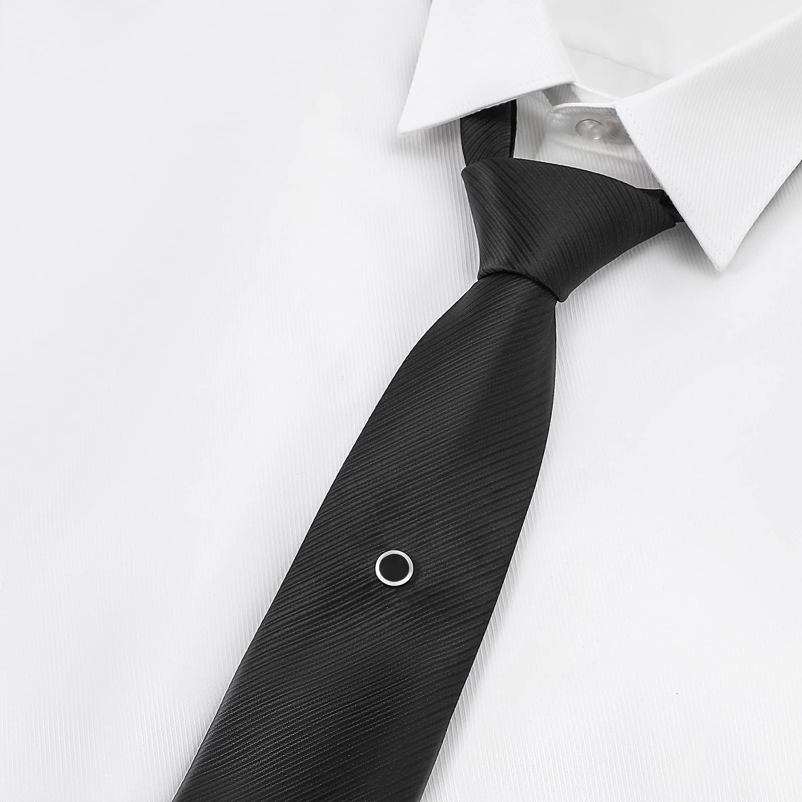 Silver Tie Pins for Men with Chain - Wedding & Business Gift for Formal Occasions