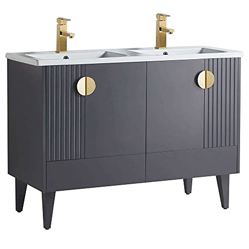 Rock Gray - Satin Brass Handles