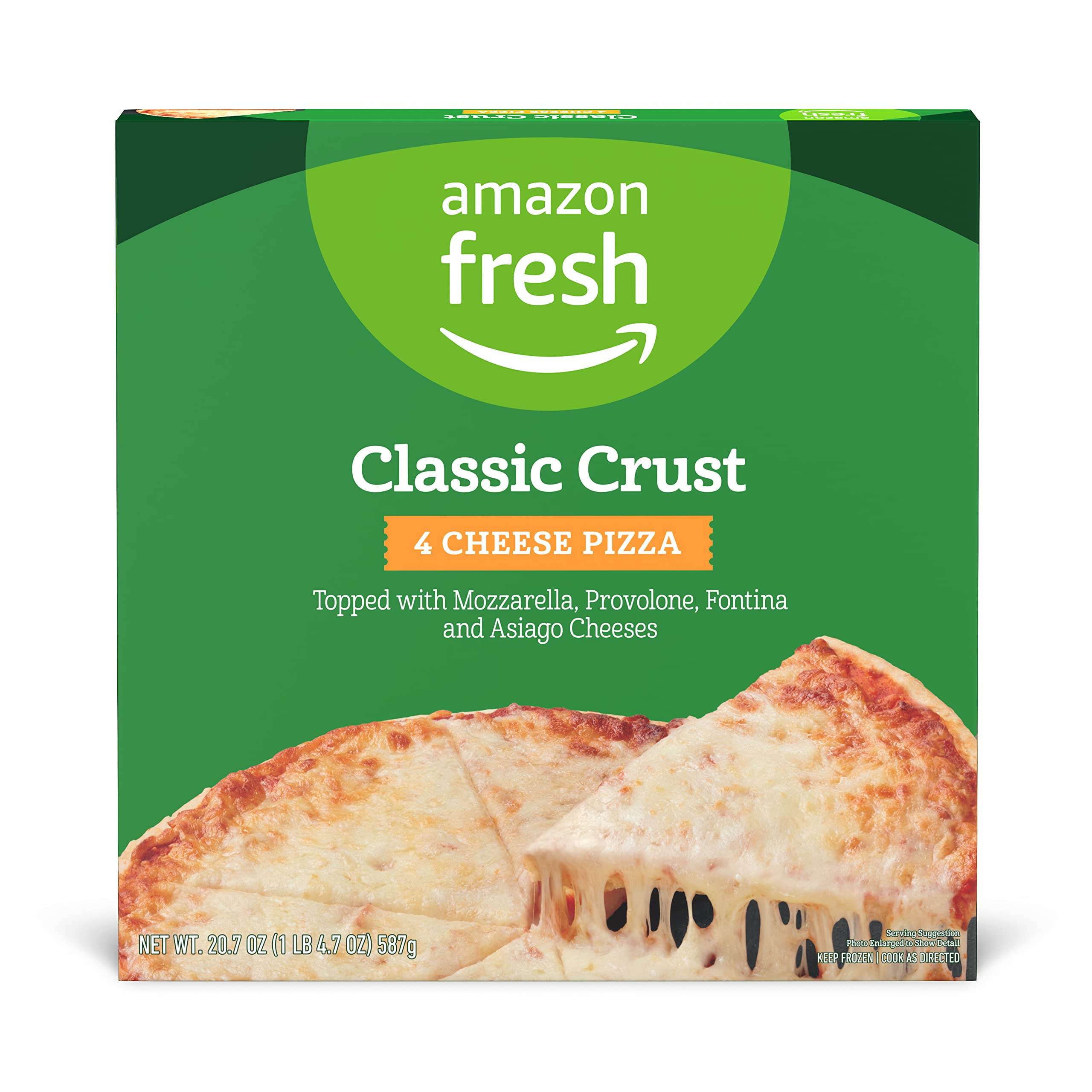 Amazon Fresh Classic Crust 4 Cheese Frozen Pizza - 20.7 Oz | Perfect for Family Dinners, Parties & Quick Meals