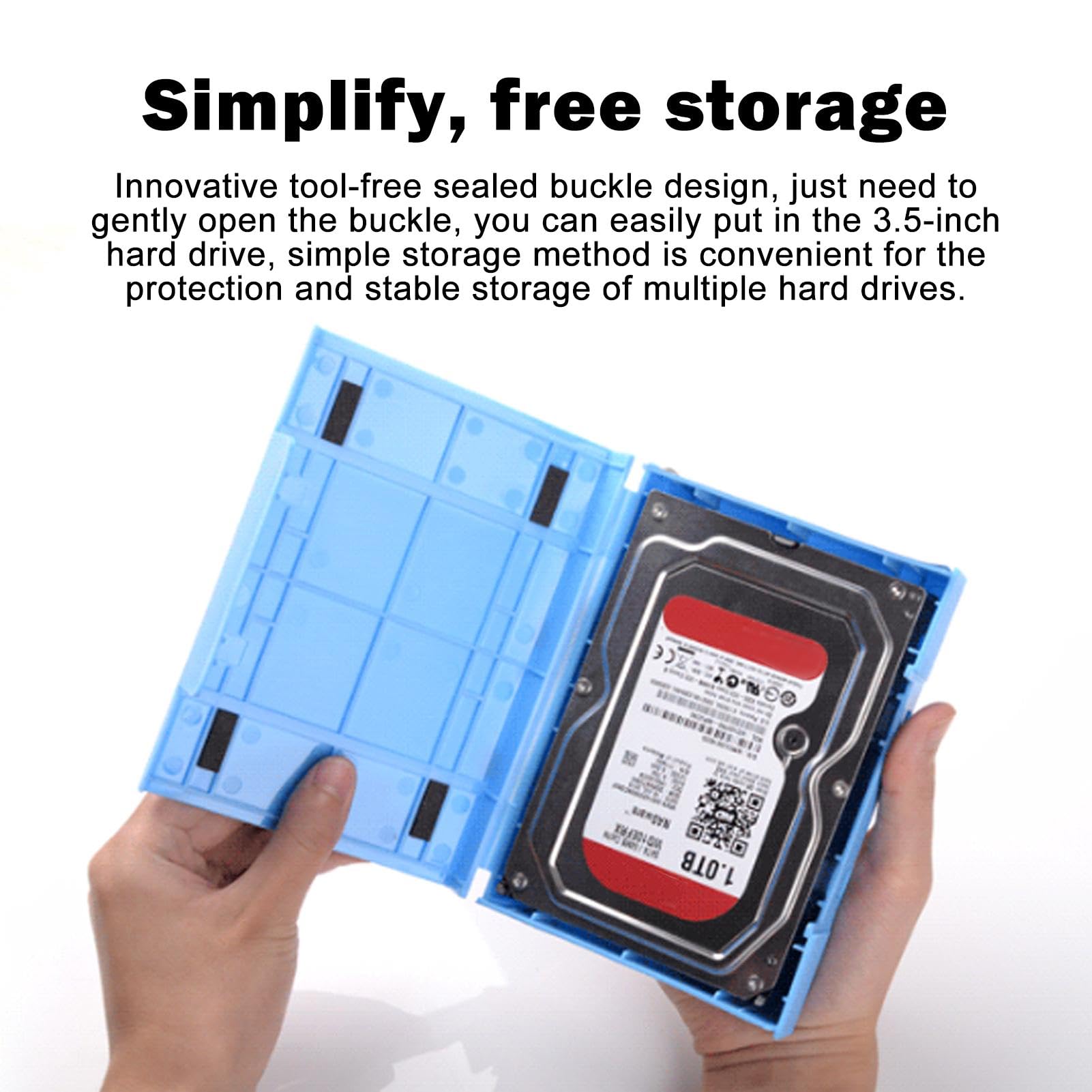 3.5 Inch Shockproof & Dustproof Hard Drive Enclosure Case - External HDD Storage Box for Computer Data Backup, Gaming, CCTV DVR, NAS & Server Use