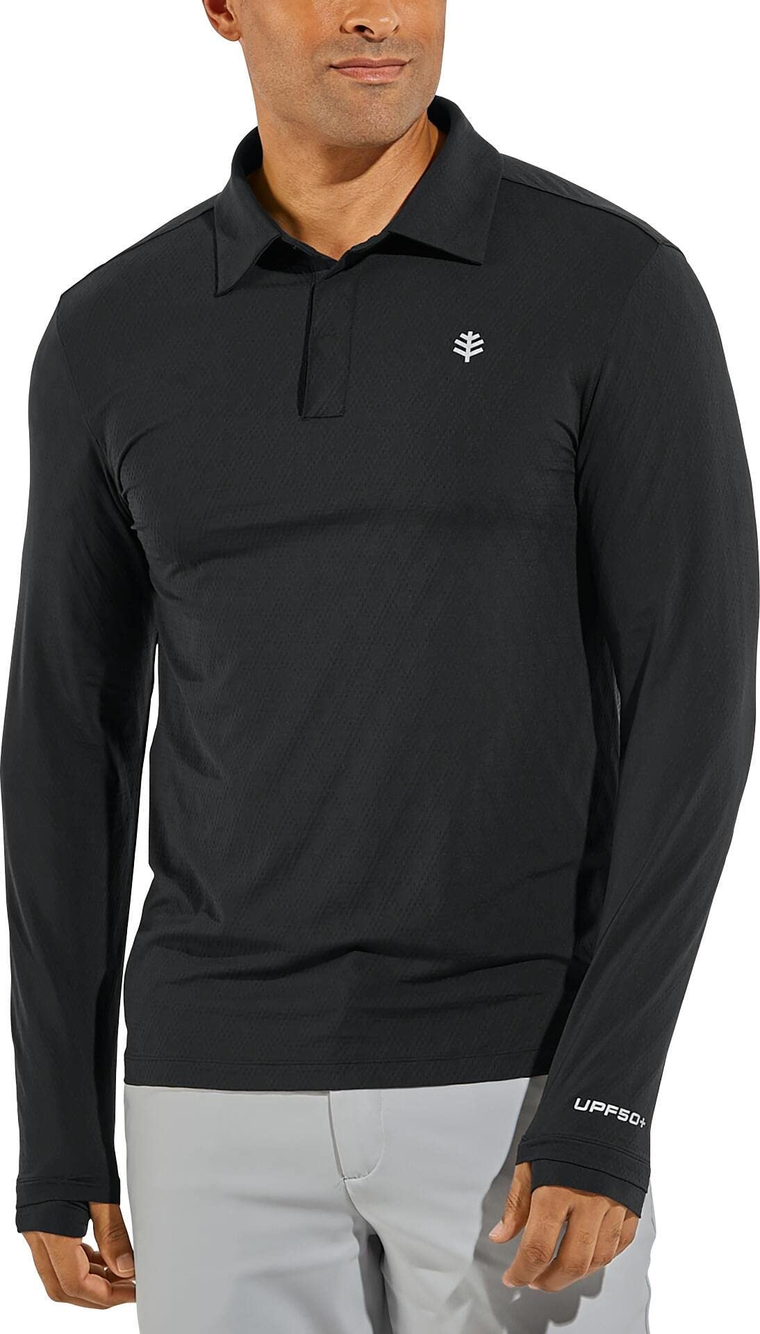 Coolibar UPF 50+ Men's Arobello Polo Shirt - Sun Protective, UV Blocking, Breathable & Lightweight for Outdoor Activities, Golf, Hiking & Summer Wear