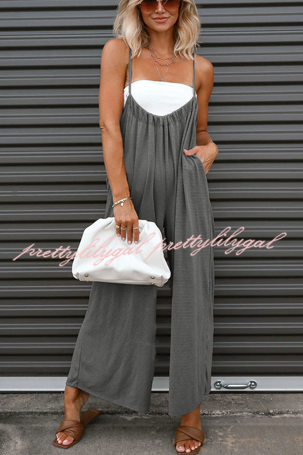 Unstoppable Feeling Women's Pocketed Tie-Waist Wide Leg Denim Overalls - Casual Chic Jumpsuit for Streetwear, Music Festivals & Everyday Wear