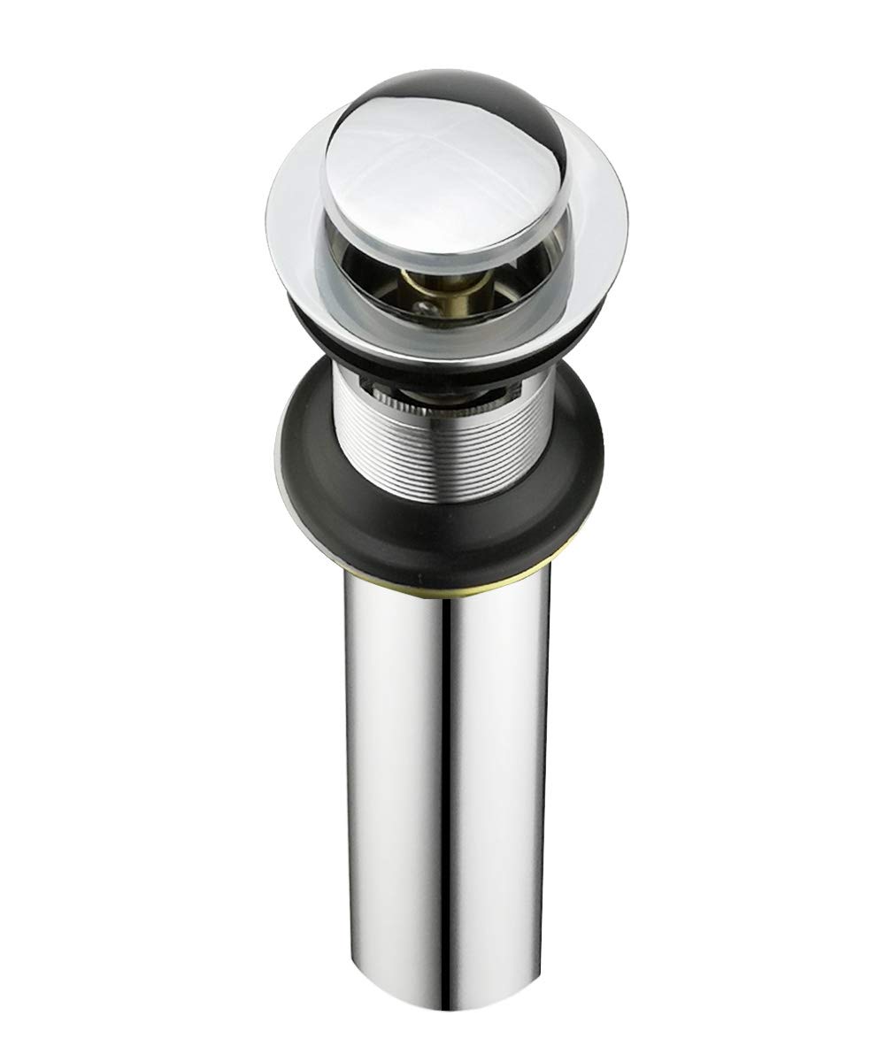 Purelux Chrome Bathroom Sink Drain Stopper with Overflow - Pop Up Drain Assembly for Vanity Sinks | Perfect for Bathroom Renovation & Modern Home Decor