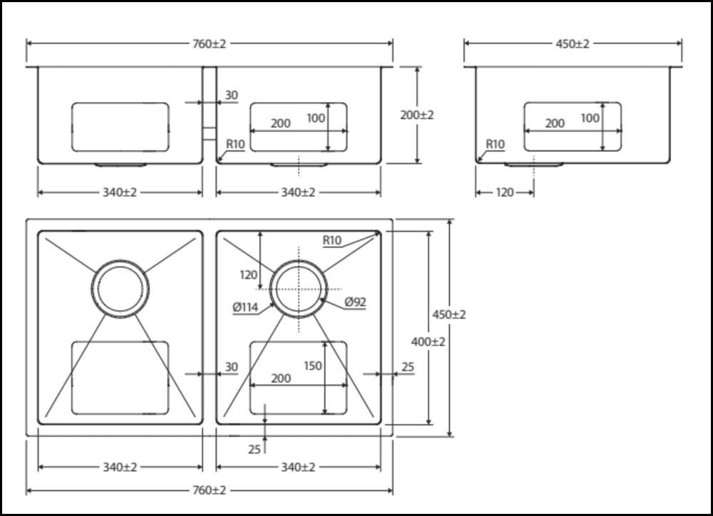 FIENZA 33x22 Inch Double Bowl Kitchen Sink - 16 Gauge Stainless Steel with Soundproof Pads & Undermount Design - Perfect for Busy Kitchens & Restaurant Prep Areas