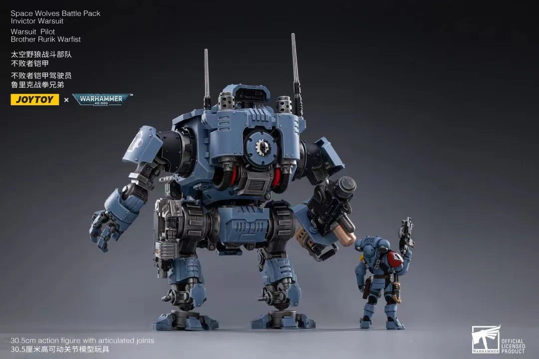 JOYTOY 1/18 Scale Warhammer 40K Space Wolves Invictor Warsuit Action Figure - Collectible Battle Pack for Tabletop Gaming & Display