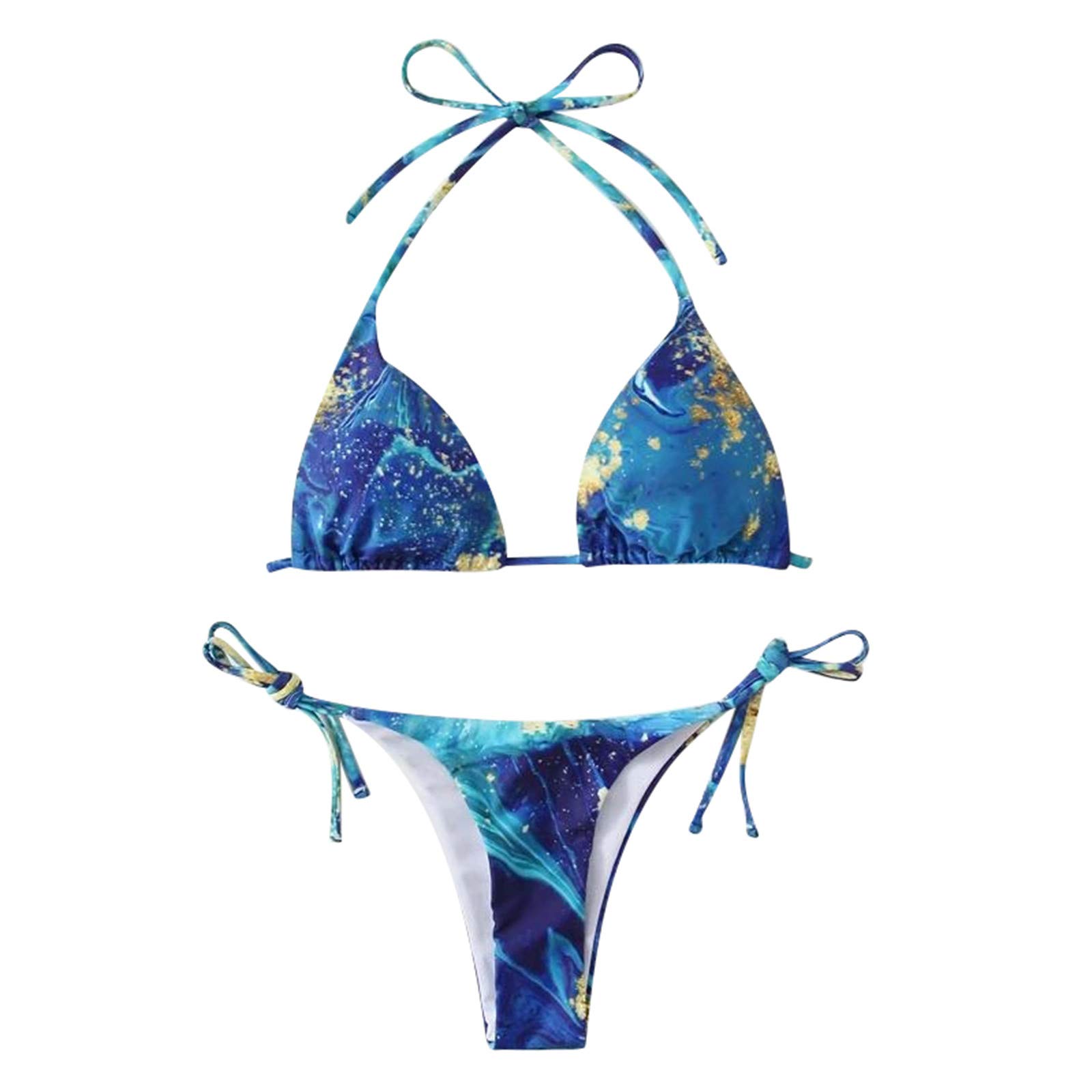 Sexy Push Up Bikini Set with Lace Up Detail - 3 Piece Padded Swimsuit for Women, Solid Color Beachwear, Perfect for Pool Party & Summer Vacation