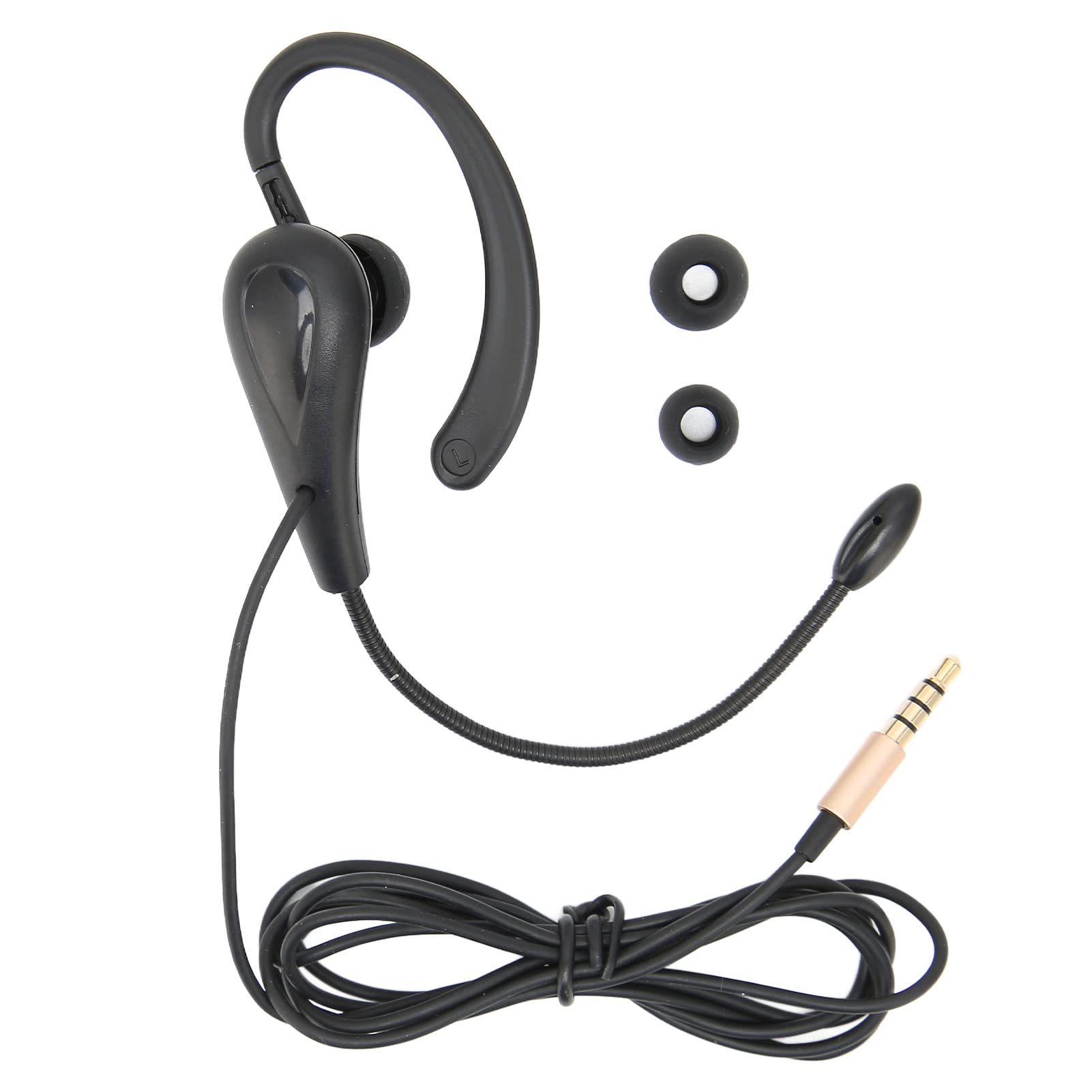 Best Call Center Headset - Single Ear Hook Headphone with Microphone, 3.5mm Jack for Laptop & Mobile Phones - Perfect for Customer Service, Telemarketing & Remote Work