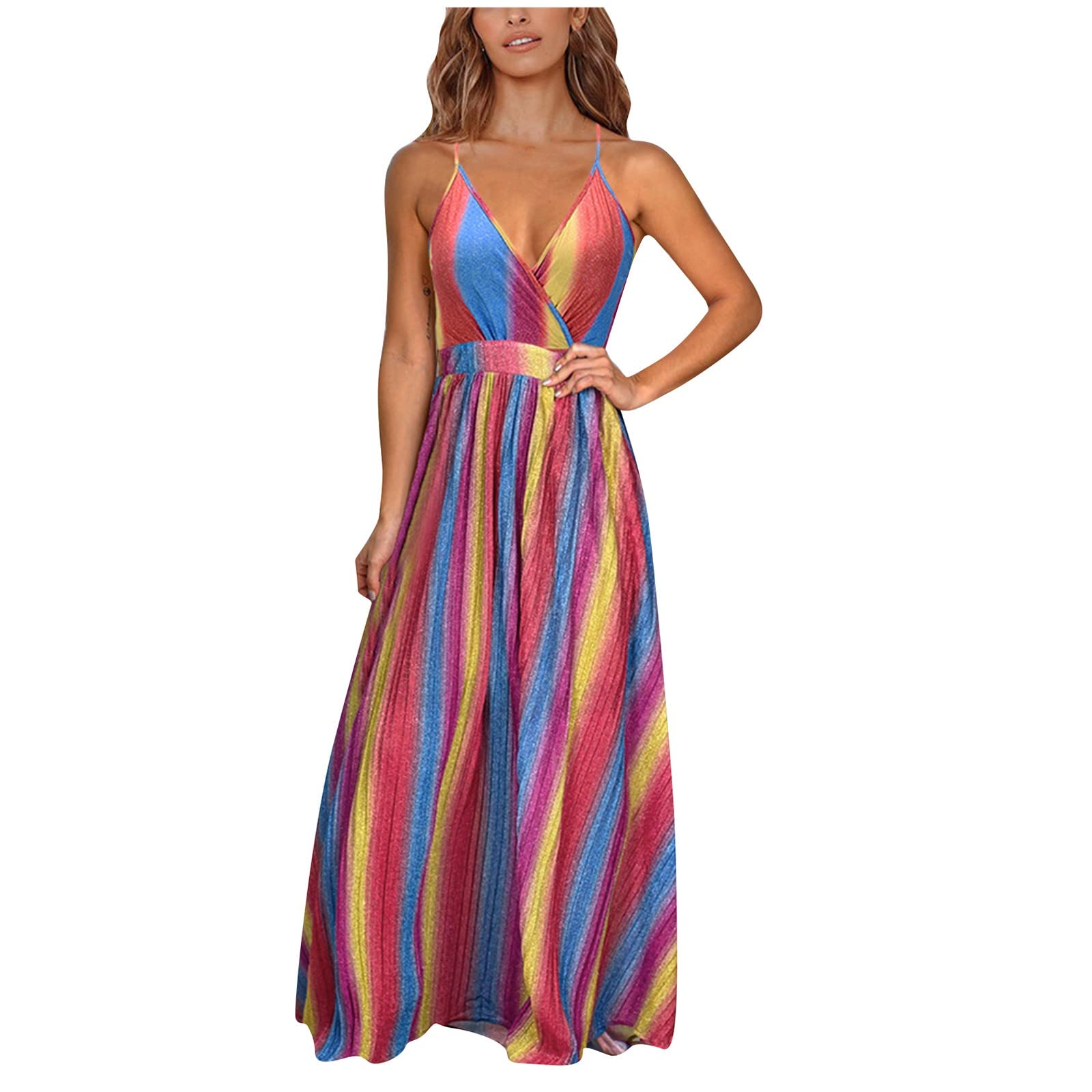 Sexy Floral Print Halter Maxi Dress for Women - Slim & Plus Size Summer Beach Party, Wedding Guest, Vacation Outfit