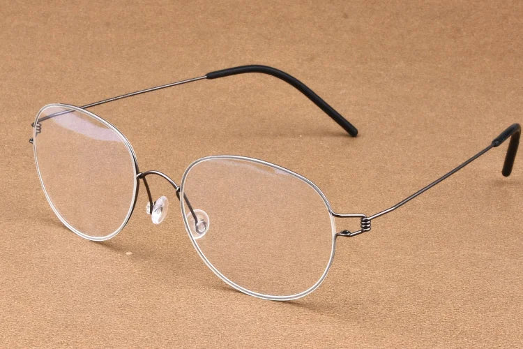 Unisex Full Rim Oval Screwless Titanium Eyeglasses Frame 1743 - Lightweight Durable Glasses for Work, Reading & Everyday Use