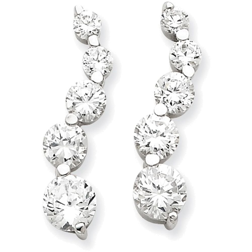 Sterling Silver Cubic Zirconia Journey Earrings for Women - Elegant Dangle Drop Earrings for Party, Wedding & Everyday Wear