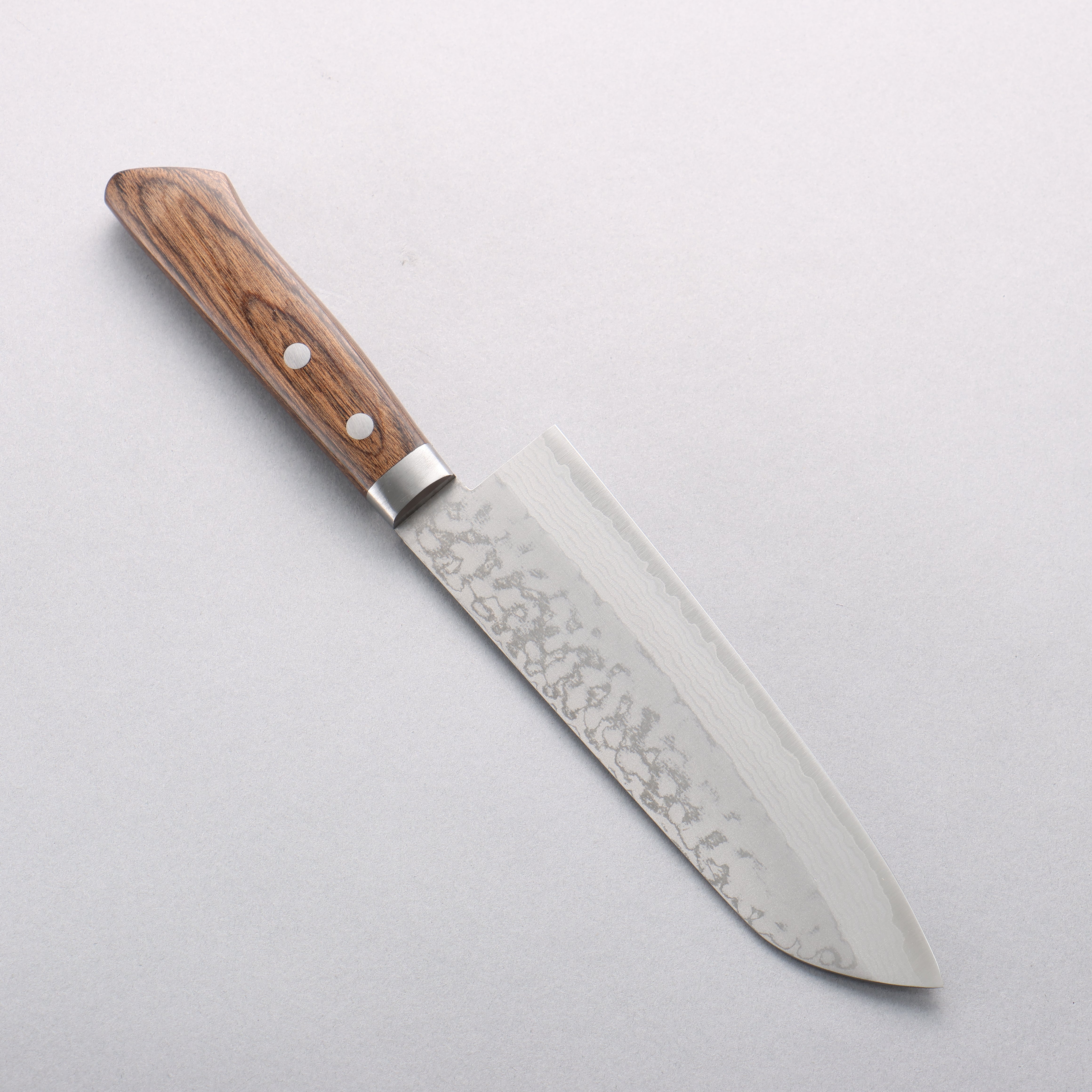 Kanetsune Sairyu VG10 Damascus Santoku Knife 165mm - Brown Ash Wood Handle - Premium Japanese Kitchen Knife for Slicing, Dicing & Chopping Vegetables, Meat & Fish