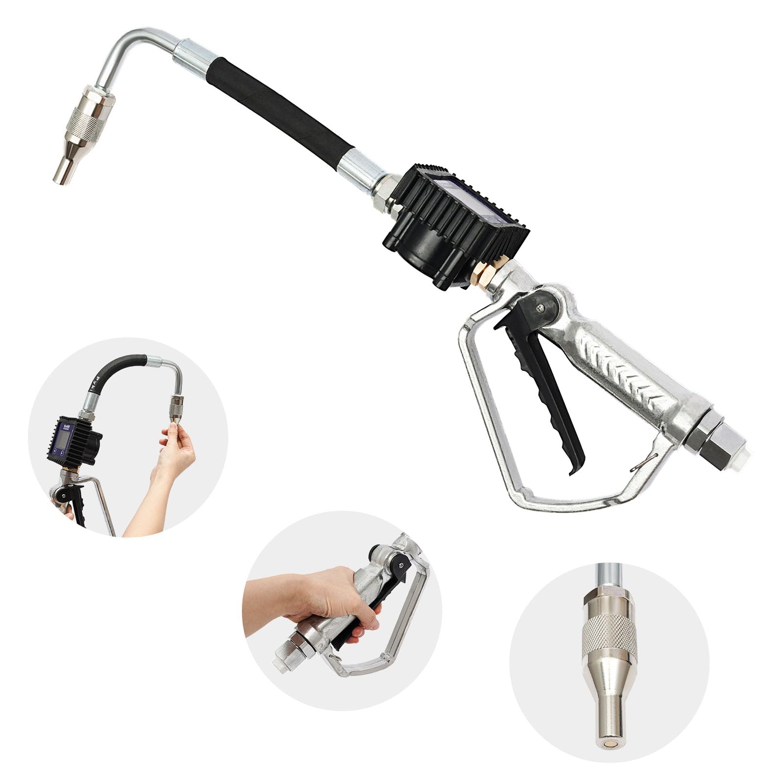 Heavy Duty Pneumatic Oil Transfer Pump with Digital Meter & Flexible Spout - 1/2