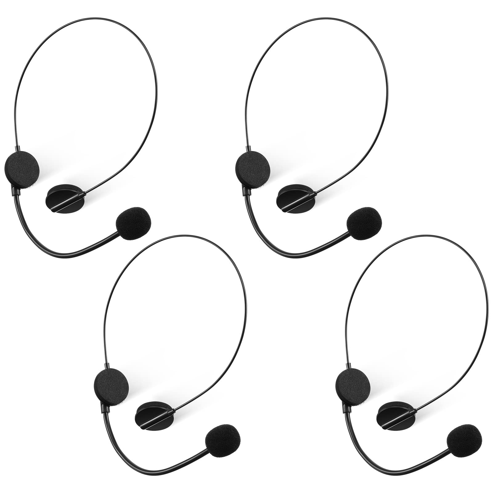 Zhanmai 4-Piece Black Microphone Headset Toy - Costume Prop Headpiece for Hippie & Halloween Outfits - Party Accessories & Makeup Props for Cosplay, Performances, and Theme Parties