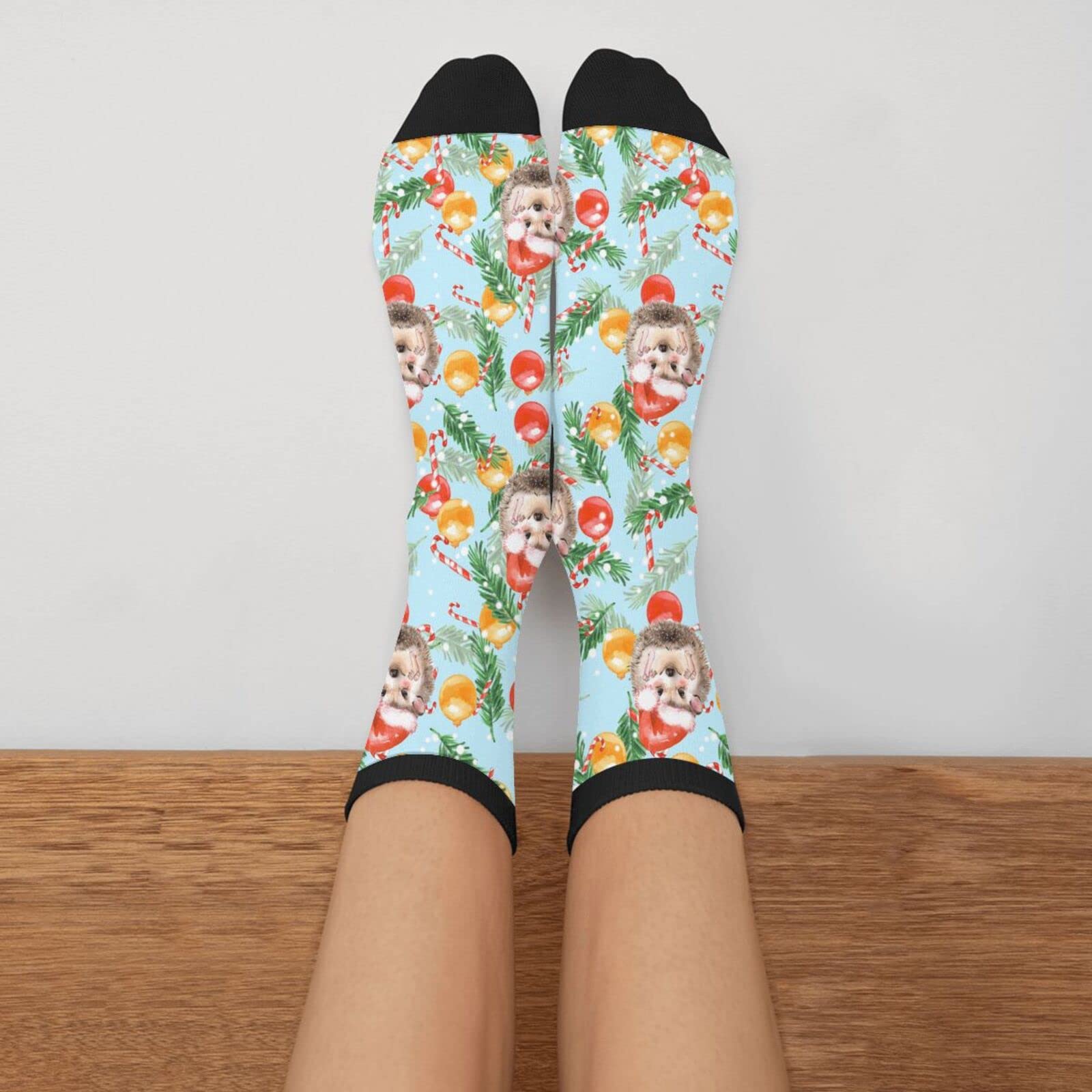 Yaateeh Santa Astronaut Rockets Socks for Women & Men - Breathable Moisture-Wicking Novelty Crew Socks for Running, Gifts & Christmas Fun | Perfect for Workouts, Cosplay & Holiday Parties