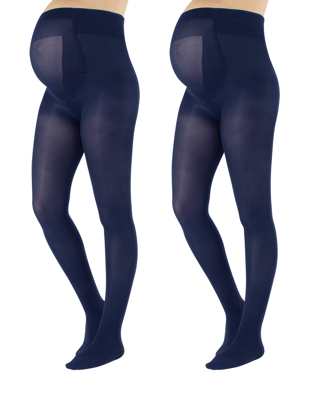 CALZITALY 2 Pairs Maternity Tights for Pregnant Women - Opaque Pregnancy Pantyhose 40 DEN in Black & Blue - Size S M L XL - Made in Italy - Perfect for Everyday Comfort, Work & Maternity Photos
