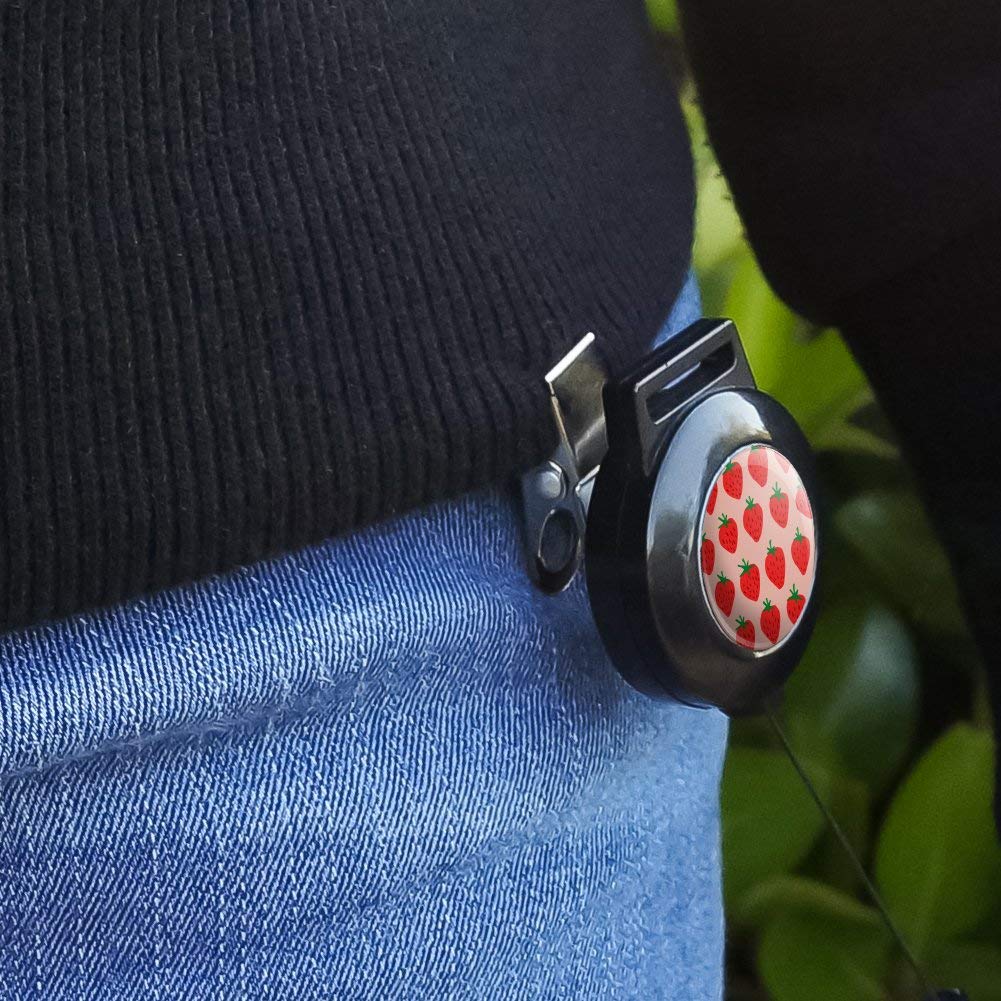 Strawberry Pattern Retractable Lanyard with ID Card Holder - Cute Sketchy Design for Badge Reel, Office Security, School ID, and Event Passes