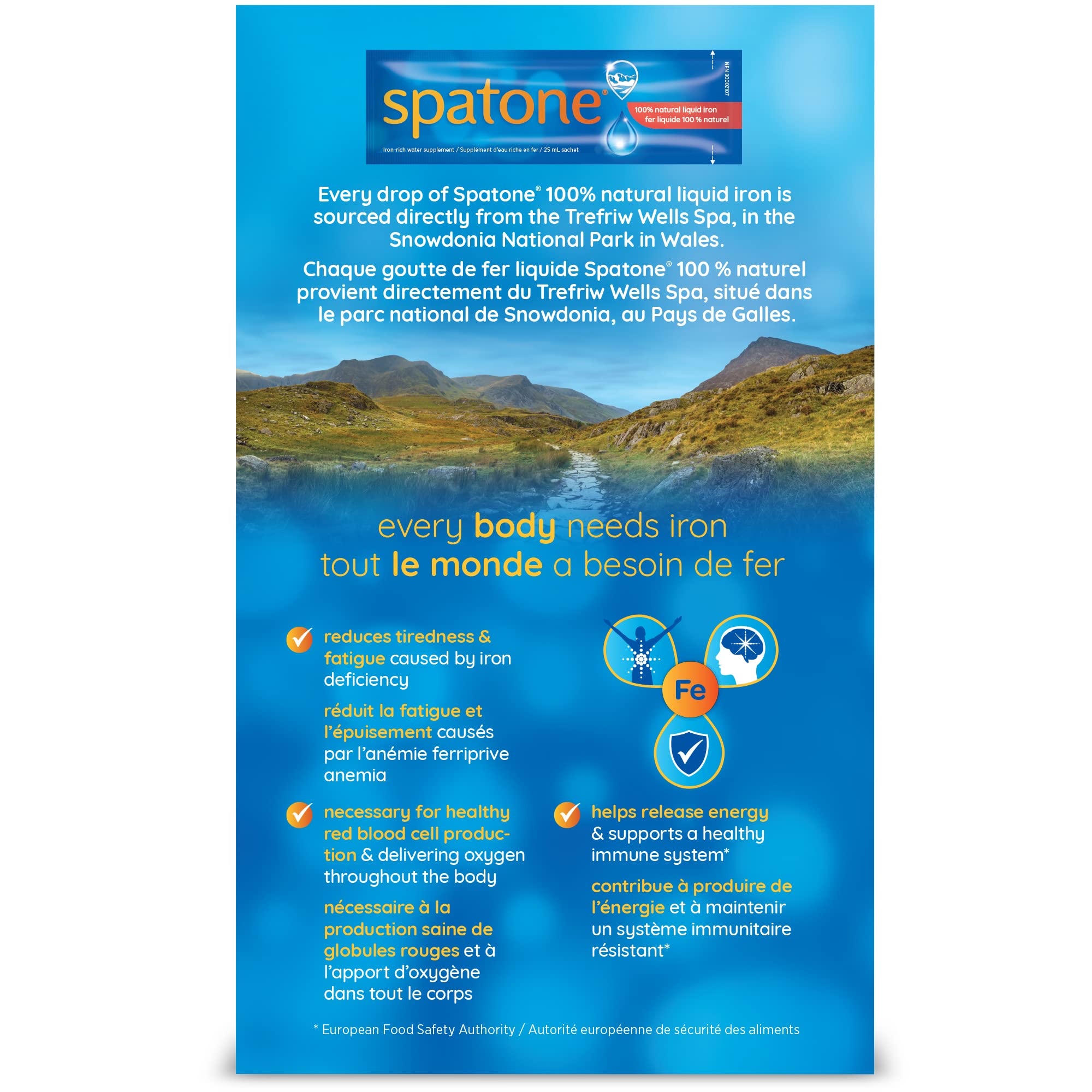 SPATONE Liquid Iron Supplement - 1 Month Supply (28 Sachets) for Energy Boost & Anemia Relief - Easy to Take Daily Iron Support for Adults & Kids